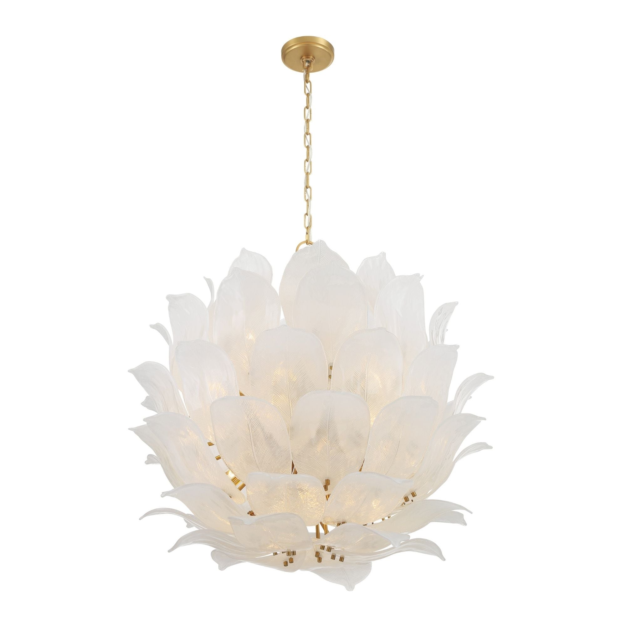 Metropolitan Orchid 36.5 in. 24-Light Pendant, Legacy Brass with Handmade Glass