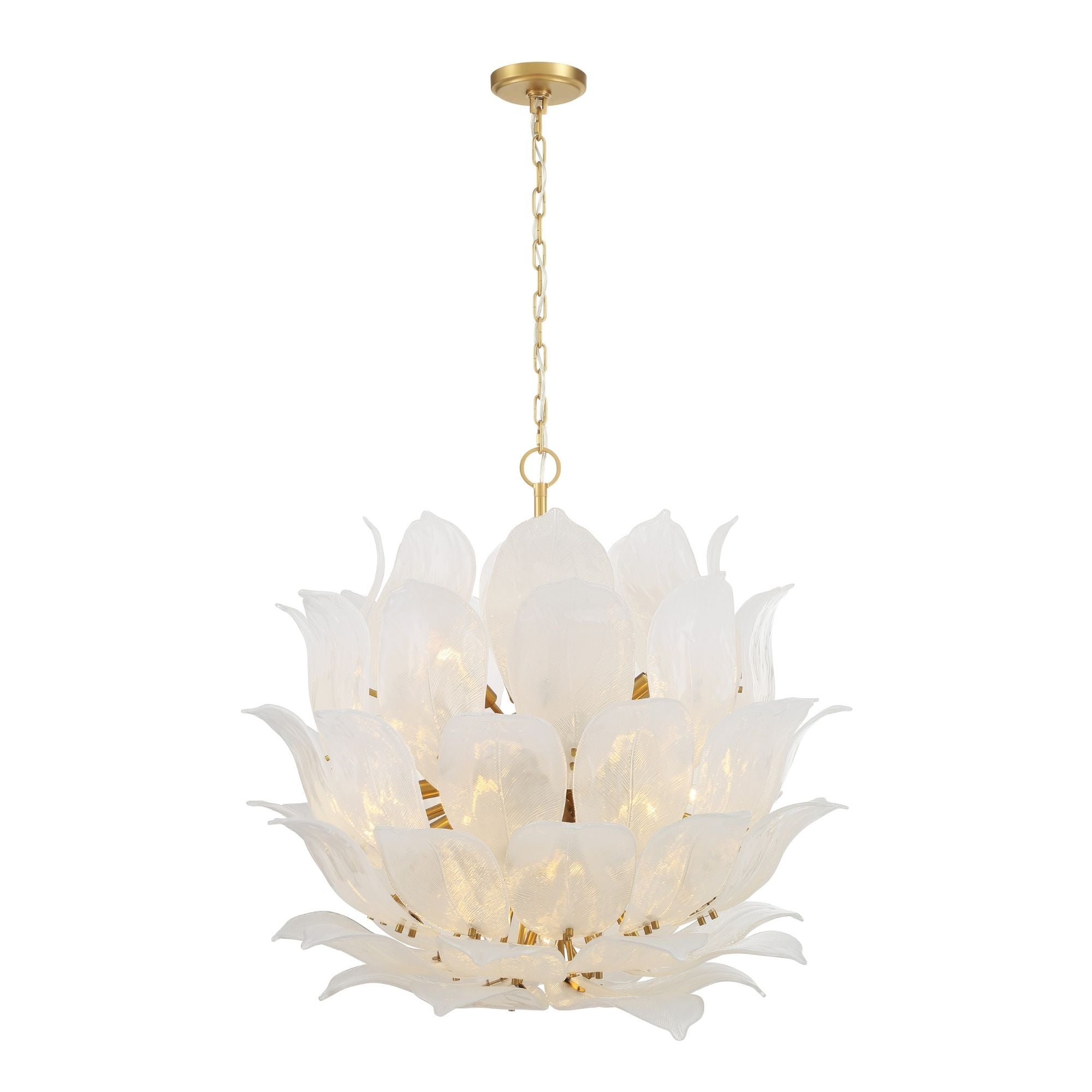 Metropolitan Orchid 36.5 in. 24-Light Pendant, Legacy Brass with Handmade Glass
