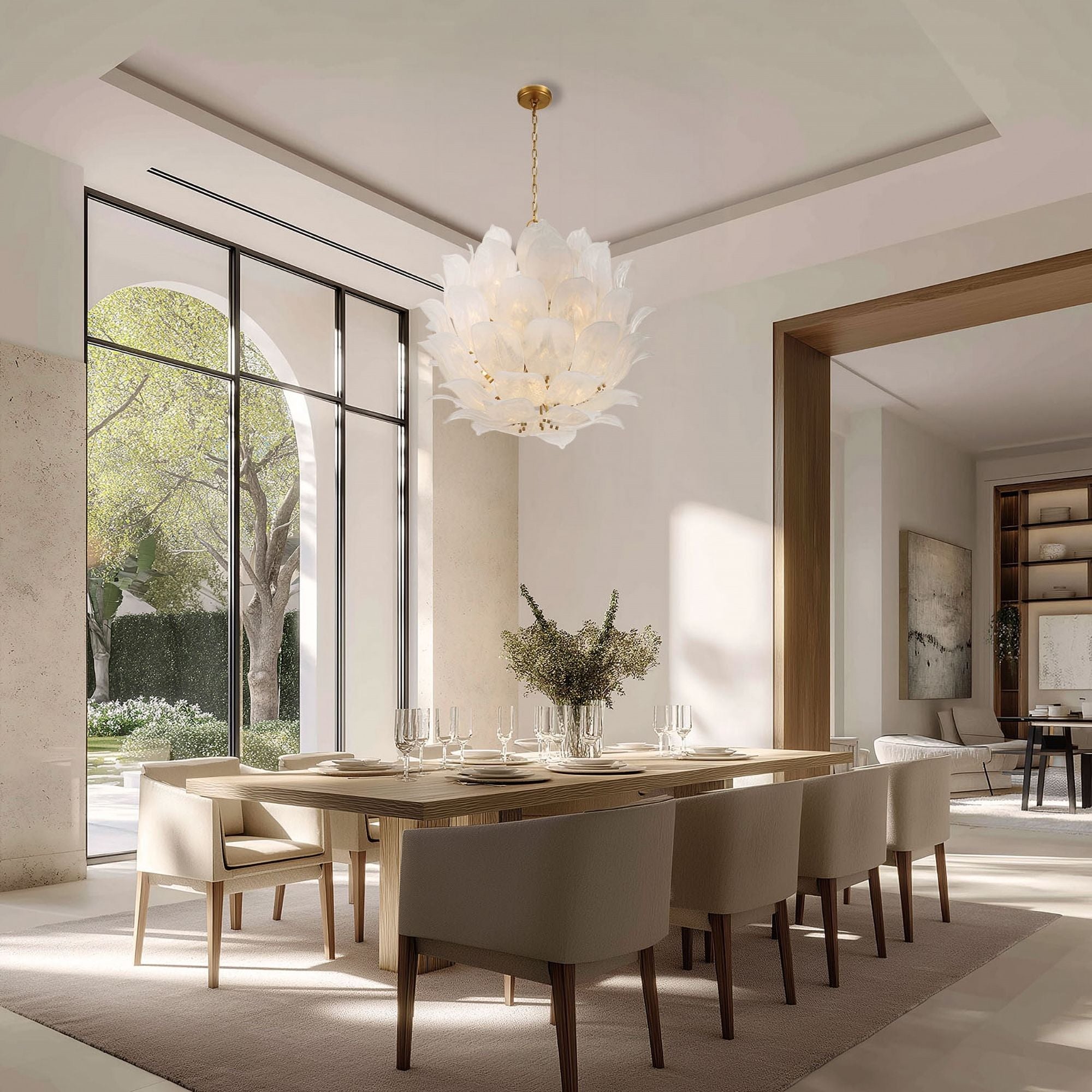 Metropolitan Orchid 36.5 in. 24-Light Pendant, Legacy Brass with Handmade Glass