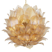 Metropolitan Orchid 35.5 in. 24-Light Pendant, Legacy Brass with Handmade Amber Glass