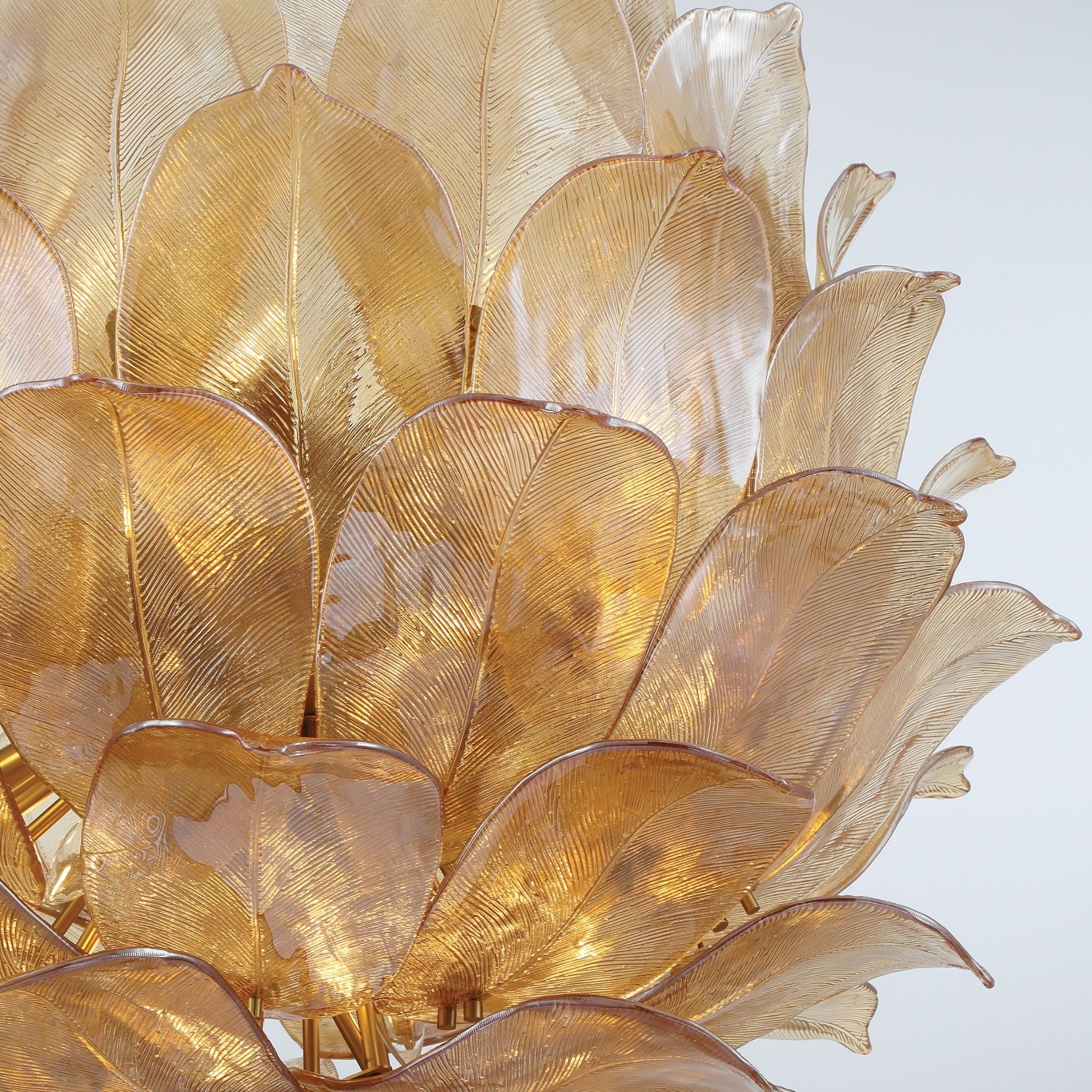 Metropolitan Orchid 35.5 in. 24-Light Pendant, Legacy Brass with Handmade Amber Glass