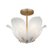 Metropolitan Orchid 18 in. 5-Light Semi-Flush Mount, Legacy Brass with White  Glass Bowl
