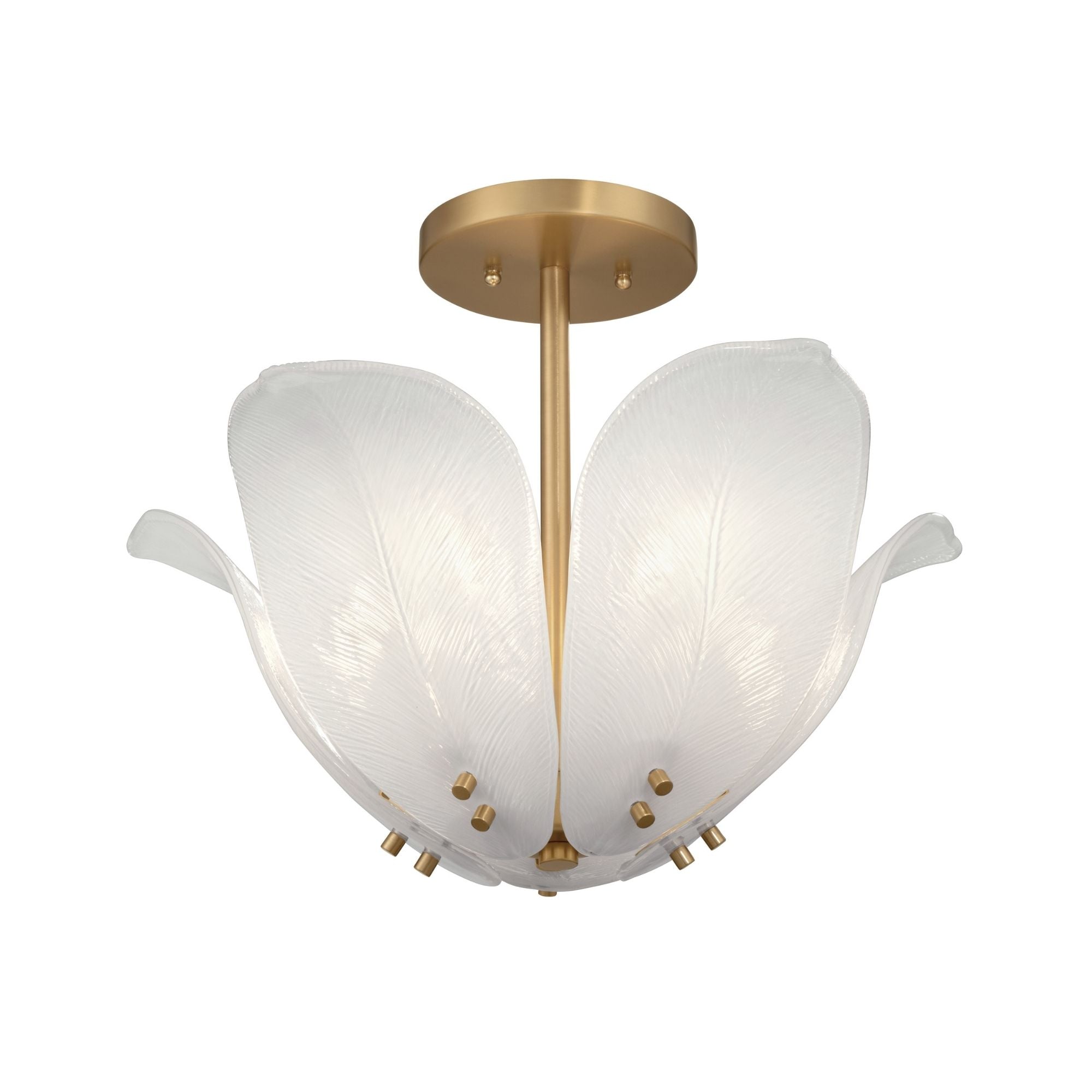 Metropolitan Orchid 18 in. 5-Light Semi-Flush Mount, Legacy Brass with White  Glass Bowl