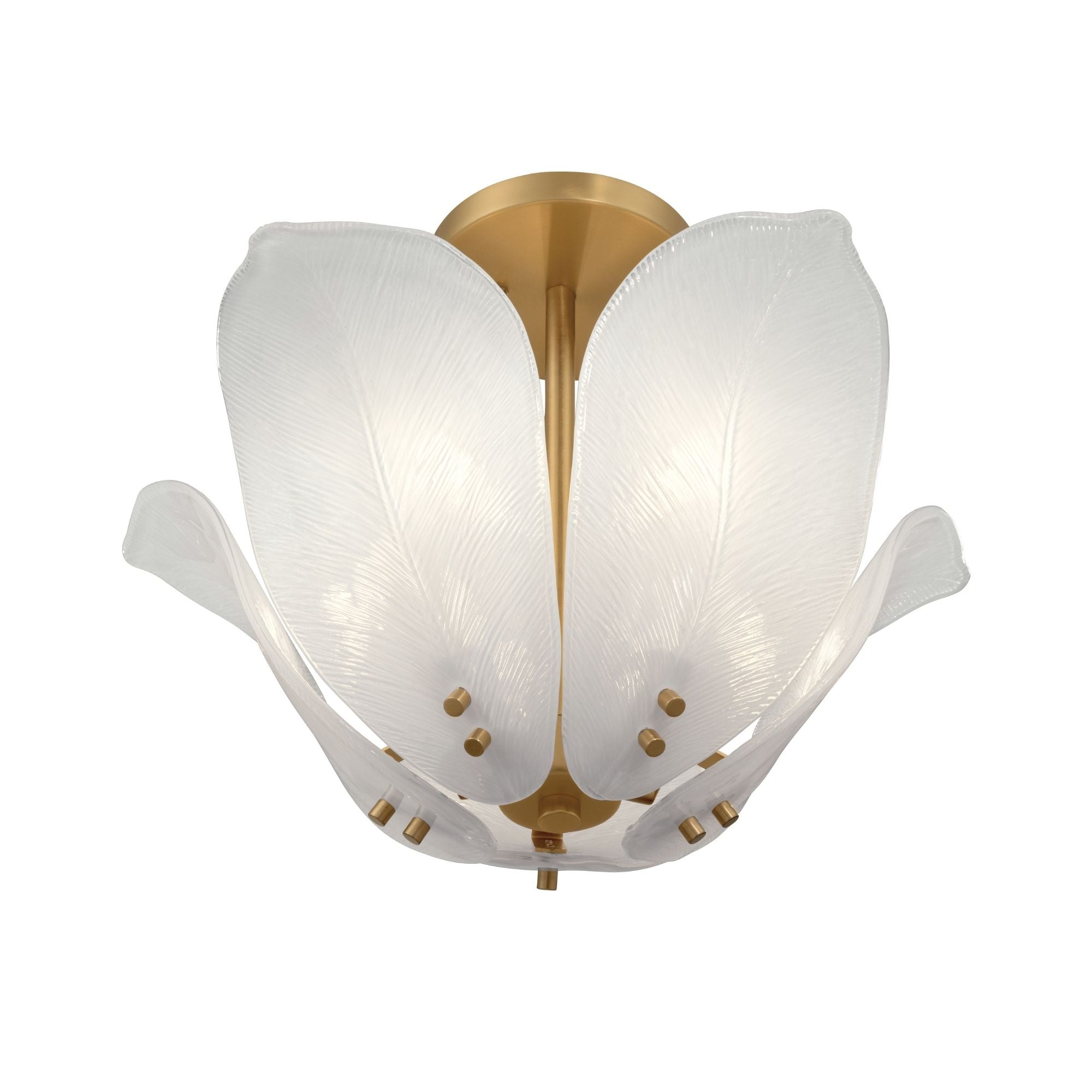 Metropolitan Orchid 18 in. 5-Light Semi-Flush Mount, Legacy Brass with White  Glass Bowl