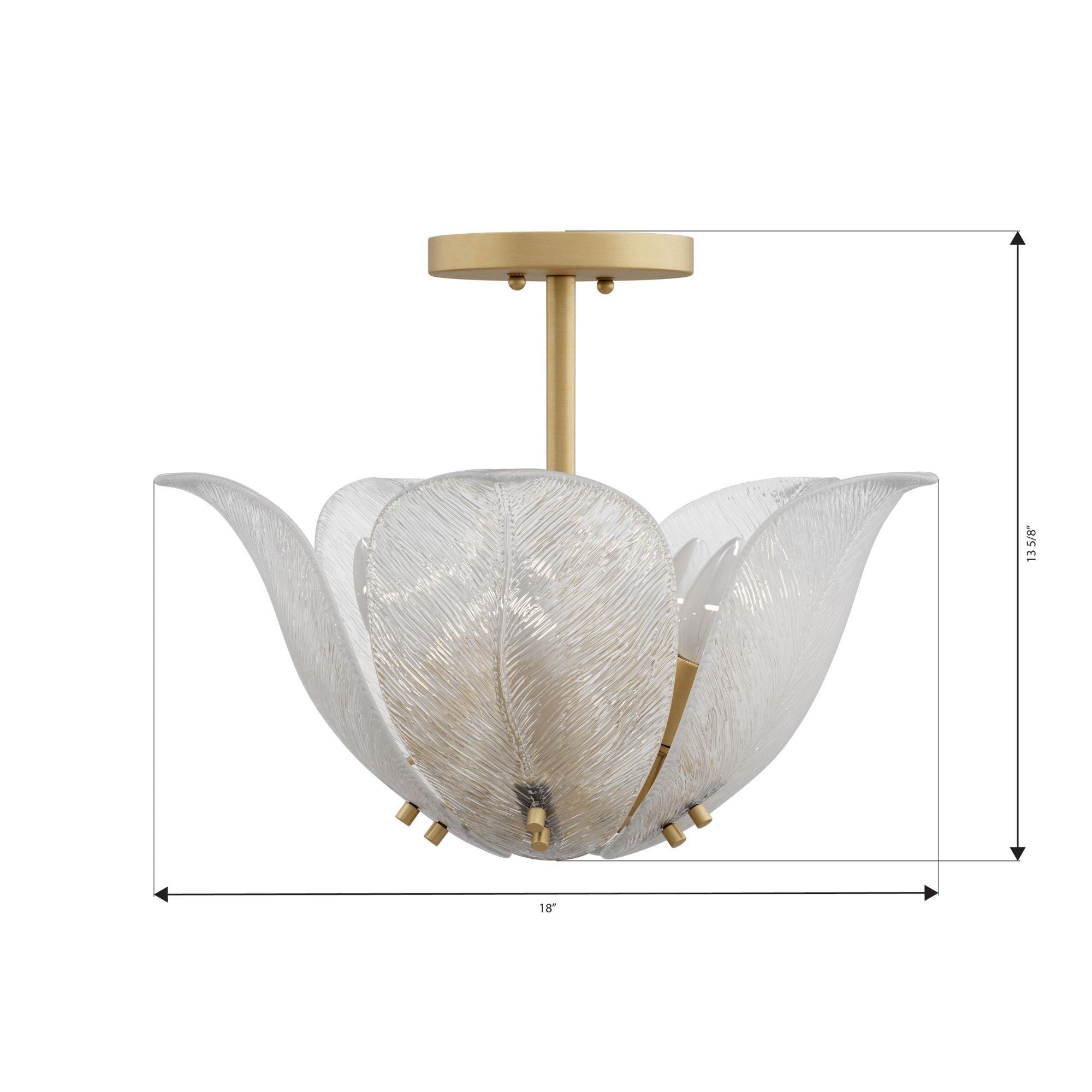 Metropolitan Orchid 18 in. 5-Light Semi-Flush Mount, Legacy Brass with White  Glass Bowl