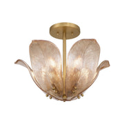 Metropolitan Orchid 18 in. 5-Light Semi-Flush Mount, Legacy Brass with Amber Glass Bowl