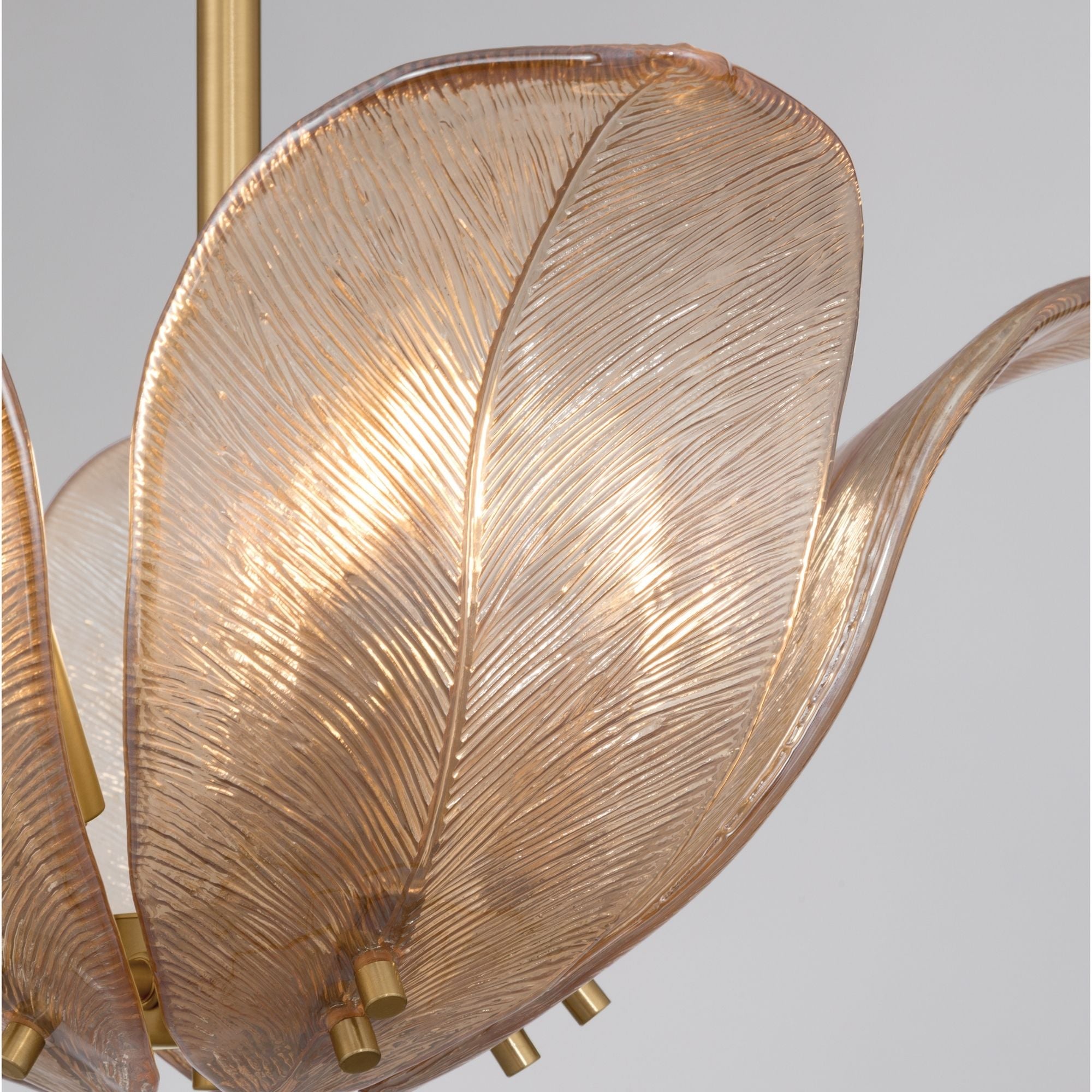 Metropolitan Orchid 18 in. 5-Light Semi-Flush Mount, Legacy Brass with Amber Glass Bowl