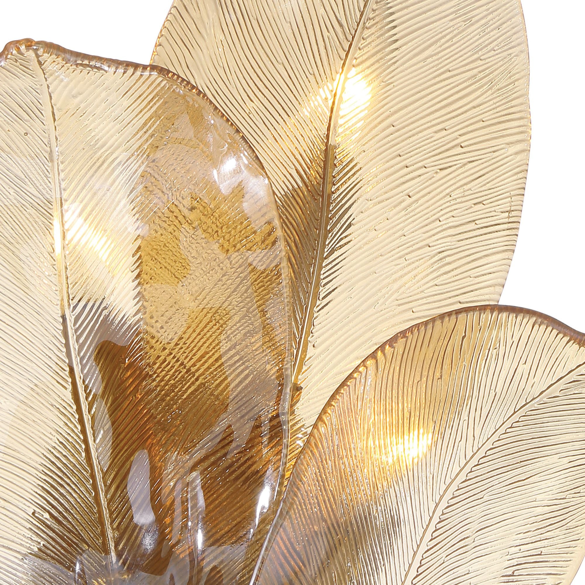 Orchid 18" 3-Light Wall Sconce, Legacy Brass with Amber Glass Finish