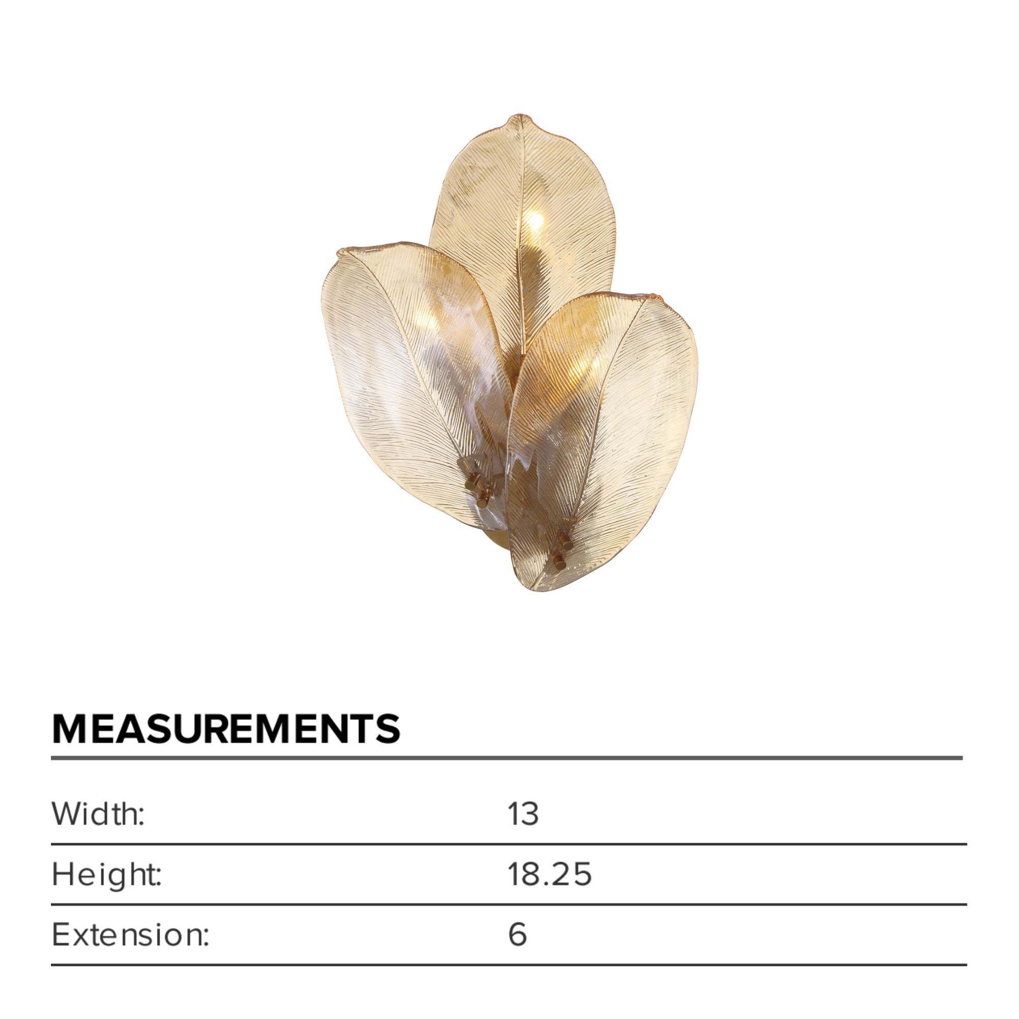 Orchid 18" 3-Light Wall Sconce, Legacy Brass with Amber Glass Finish