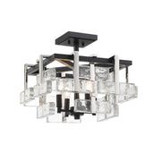 Painesdale 16" 4-Light Semi-Flush Mount, Sand Coal & Polished Nickel Finish