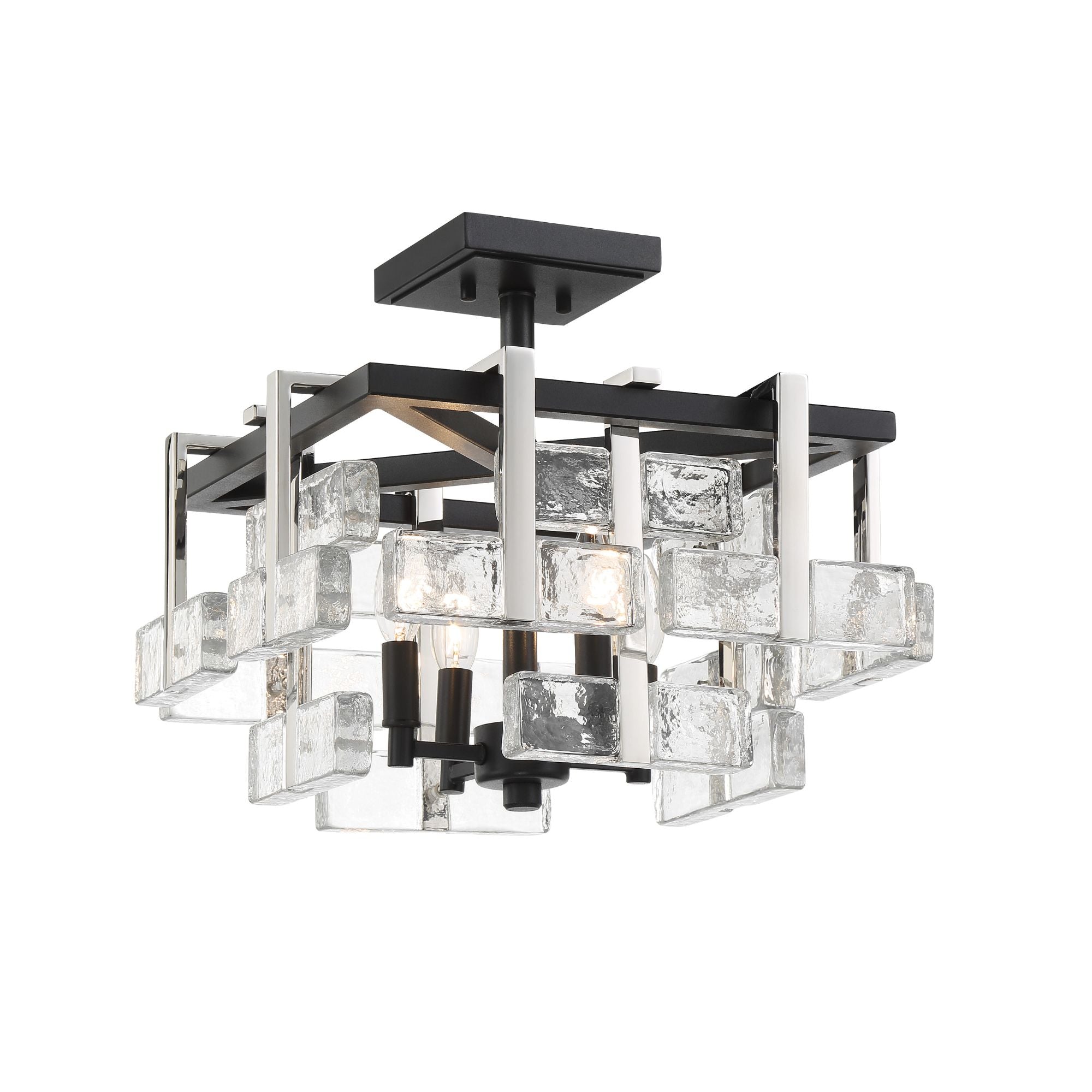 Painesdale 16" 4-Light Semi-Flush Mount, Sand Coal & Polished Nickel Finish