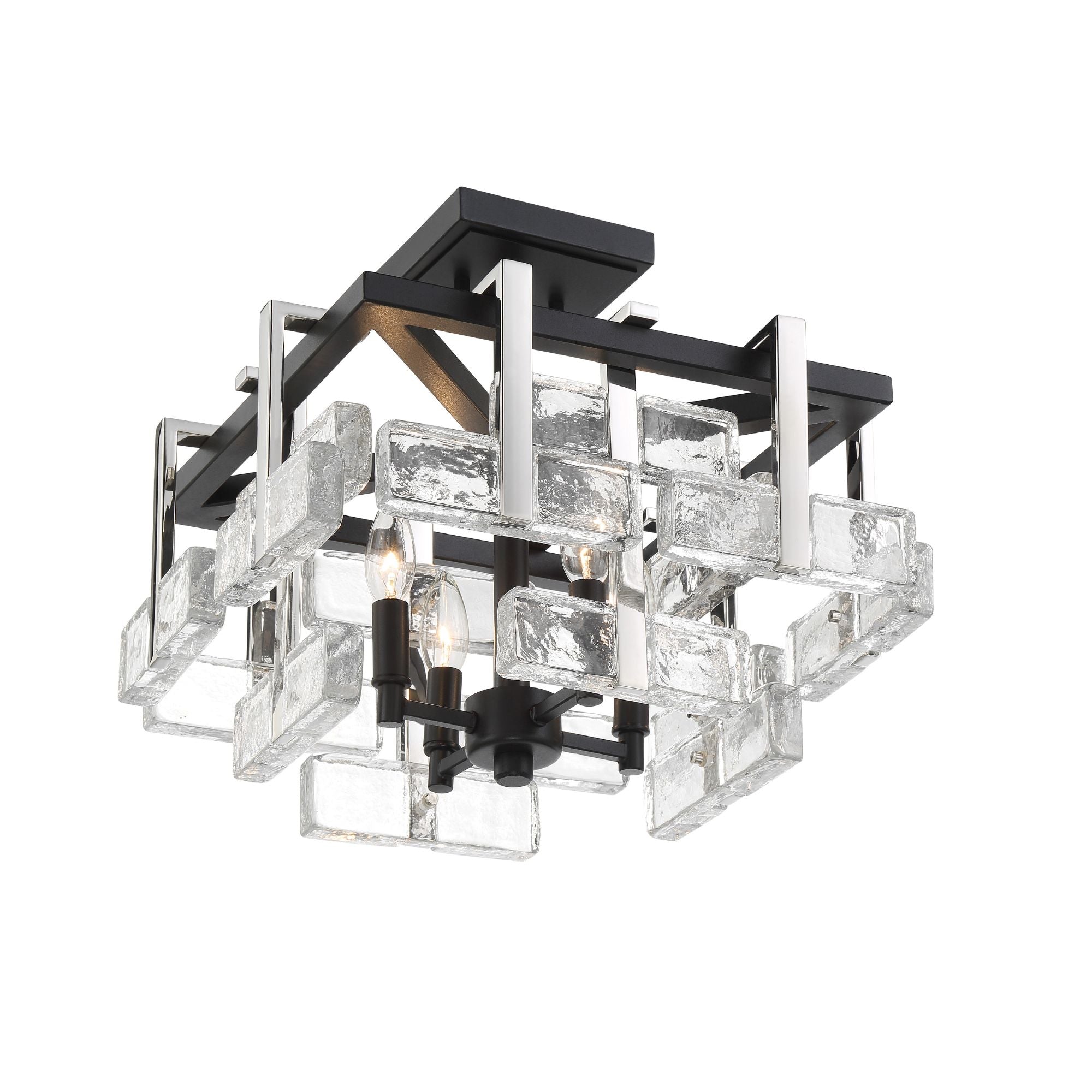 Painesdale 16" 4-Light Semi-Flush Mount, Sand Coal & Polished Nickel Finish