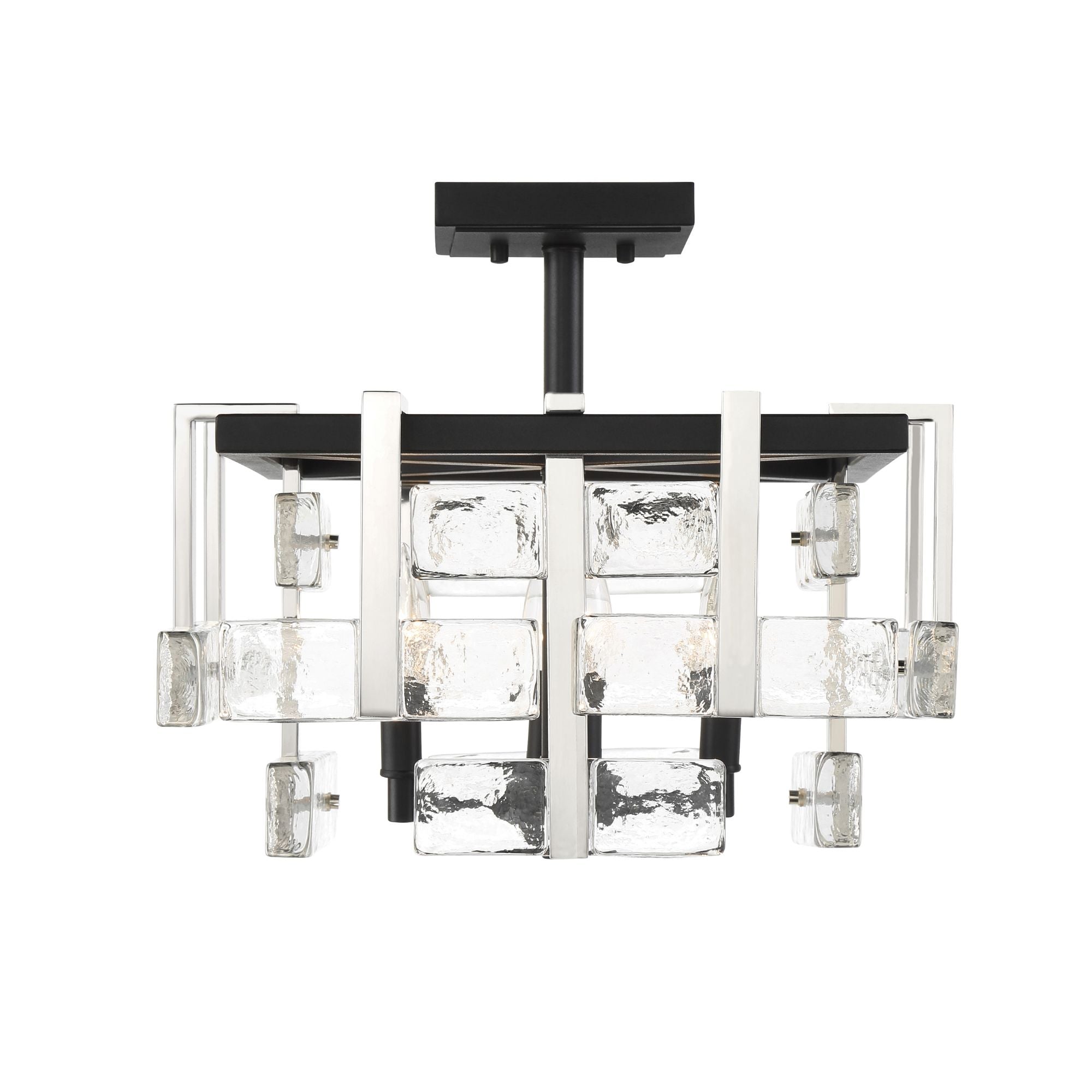 Painesdale 16" 4-Light Semi-Flush Mount, Sand Coal & Polished Nickel Finish