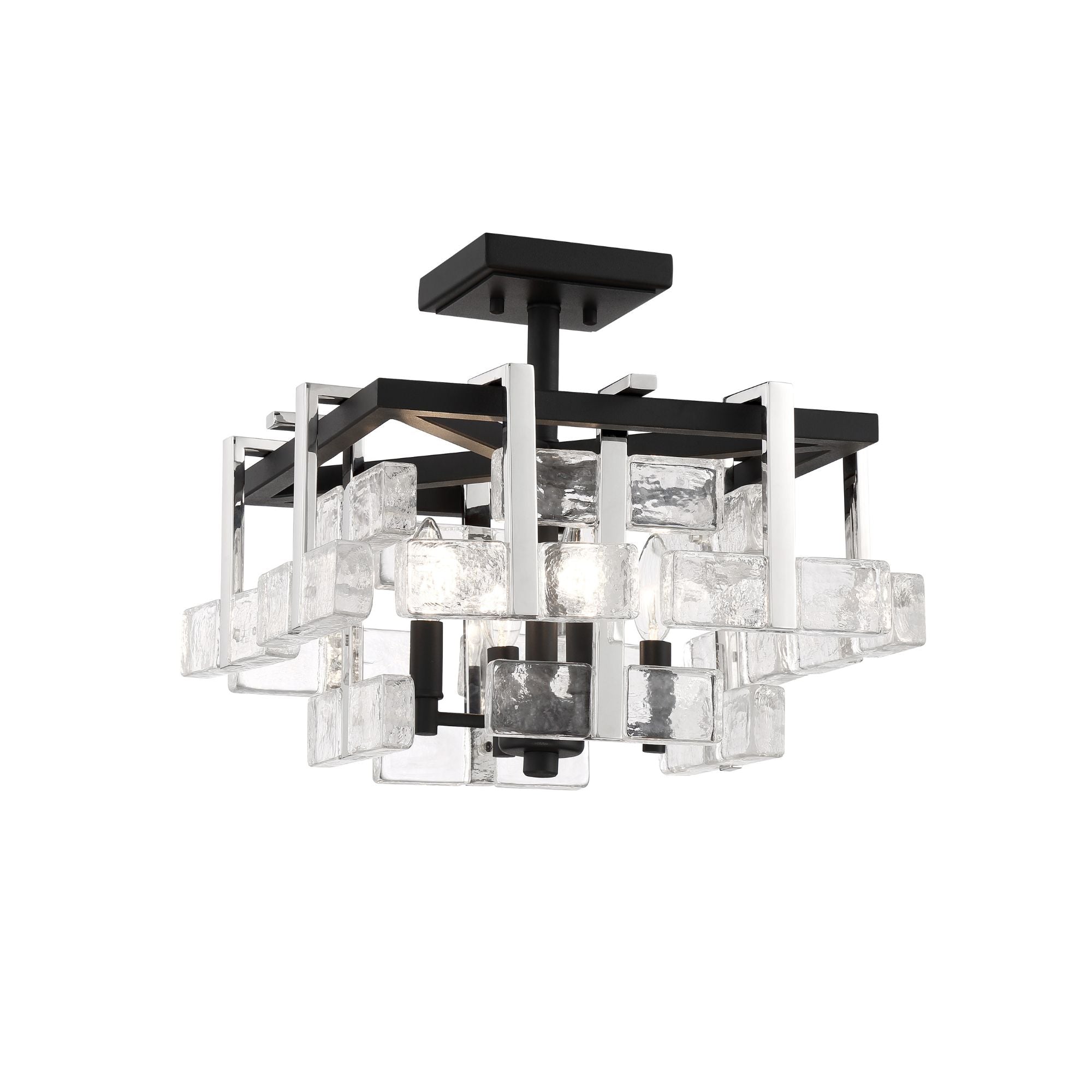 Painesdale 16" 4-Light Semi-Flush Mount, Sand Coal & Polished Nickel Finish
