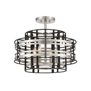 Presten 20" 4-Light Semi-Flush Mount, Brushed Nickel & Sand Coal Finish