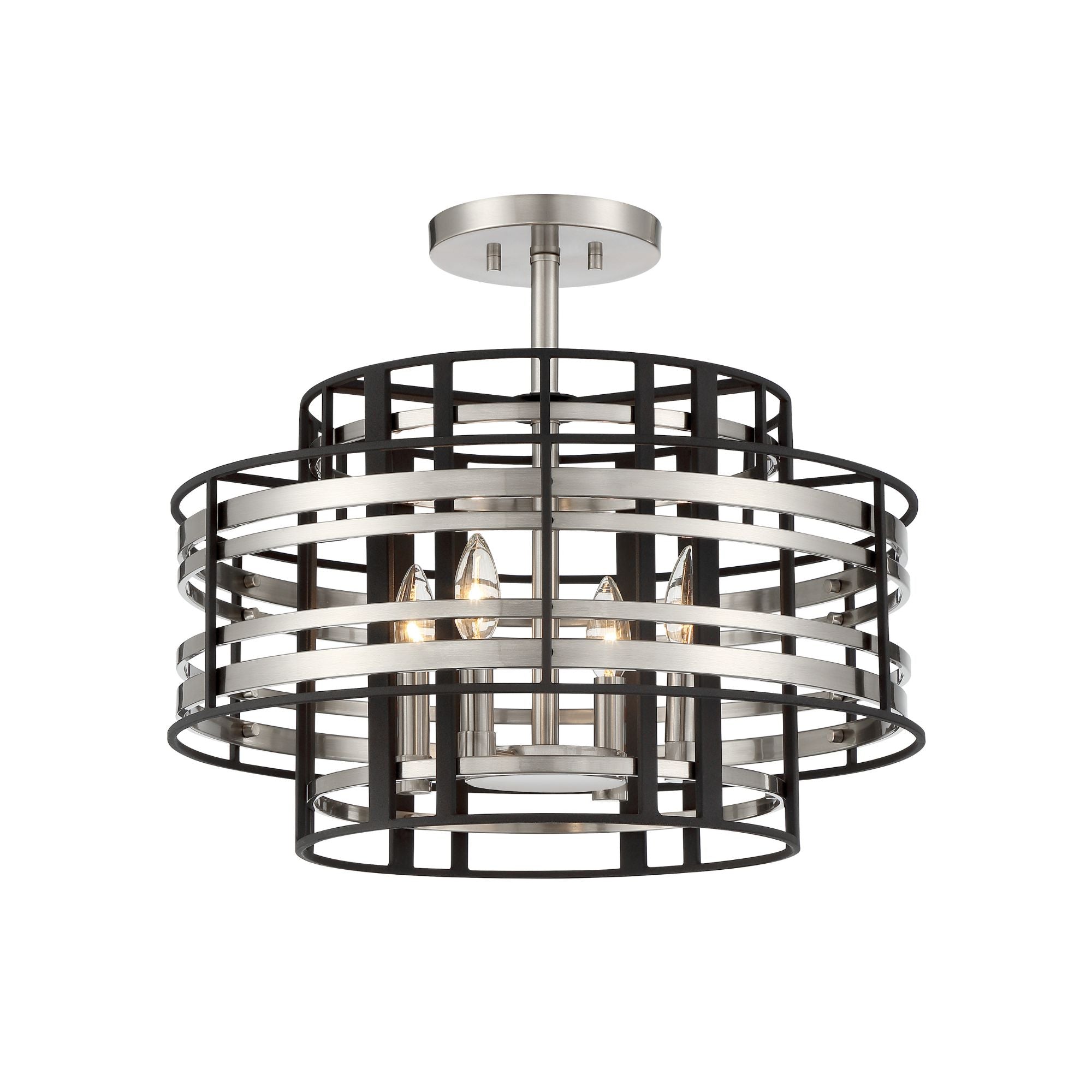 Presten 20" 4-Light Semi-Flush Mount, Brushed Nickel & Sand Coal Finish