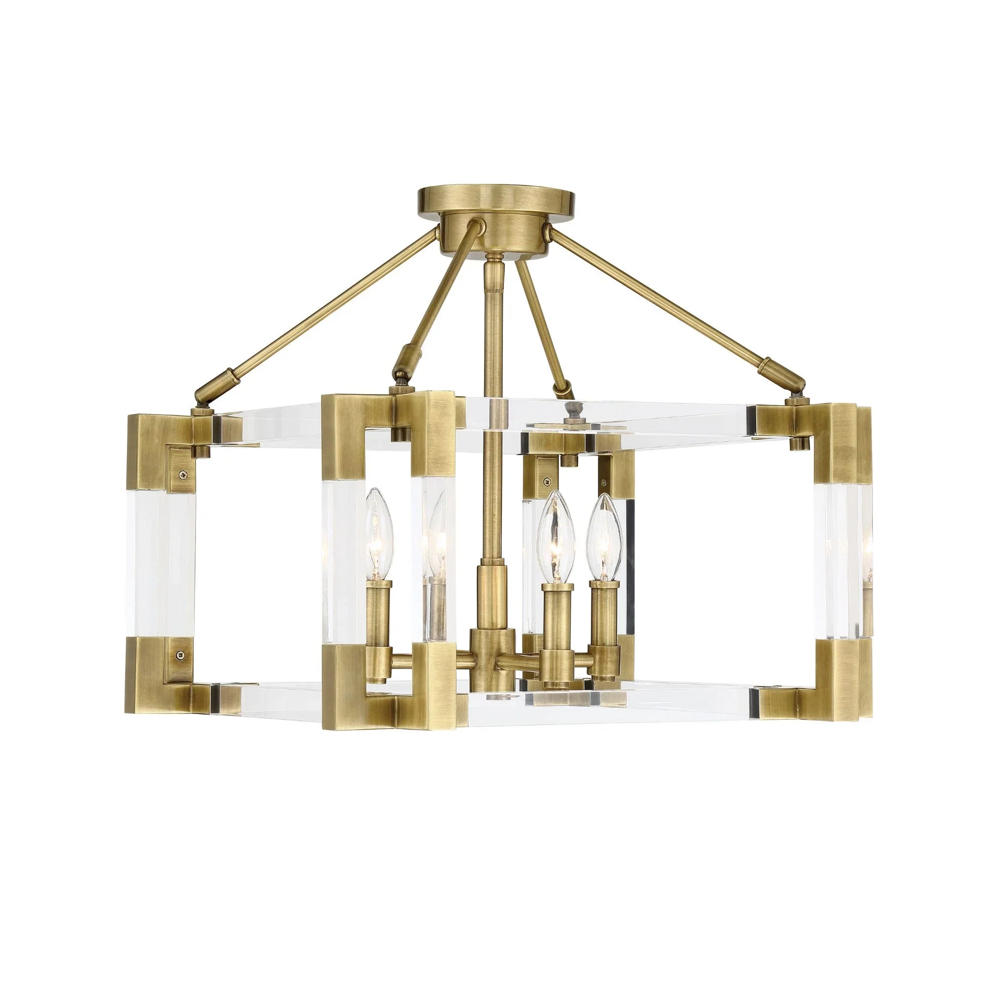 Prima Vista 19" 4-Light Semi-Flush Mount, Aged Antique Brass Finish