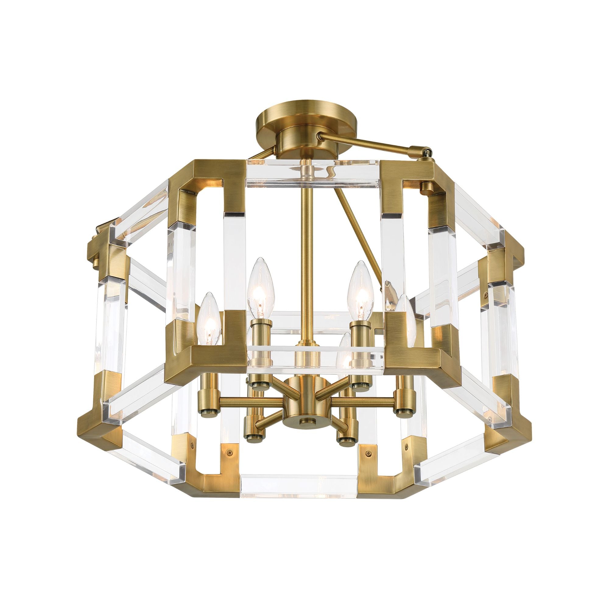 Prima Vista 21" 6-Light Semi Flush / Pendant, Aged Antique Brass Finish