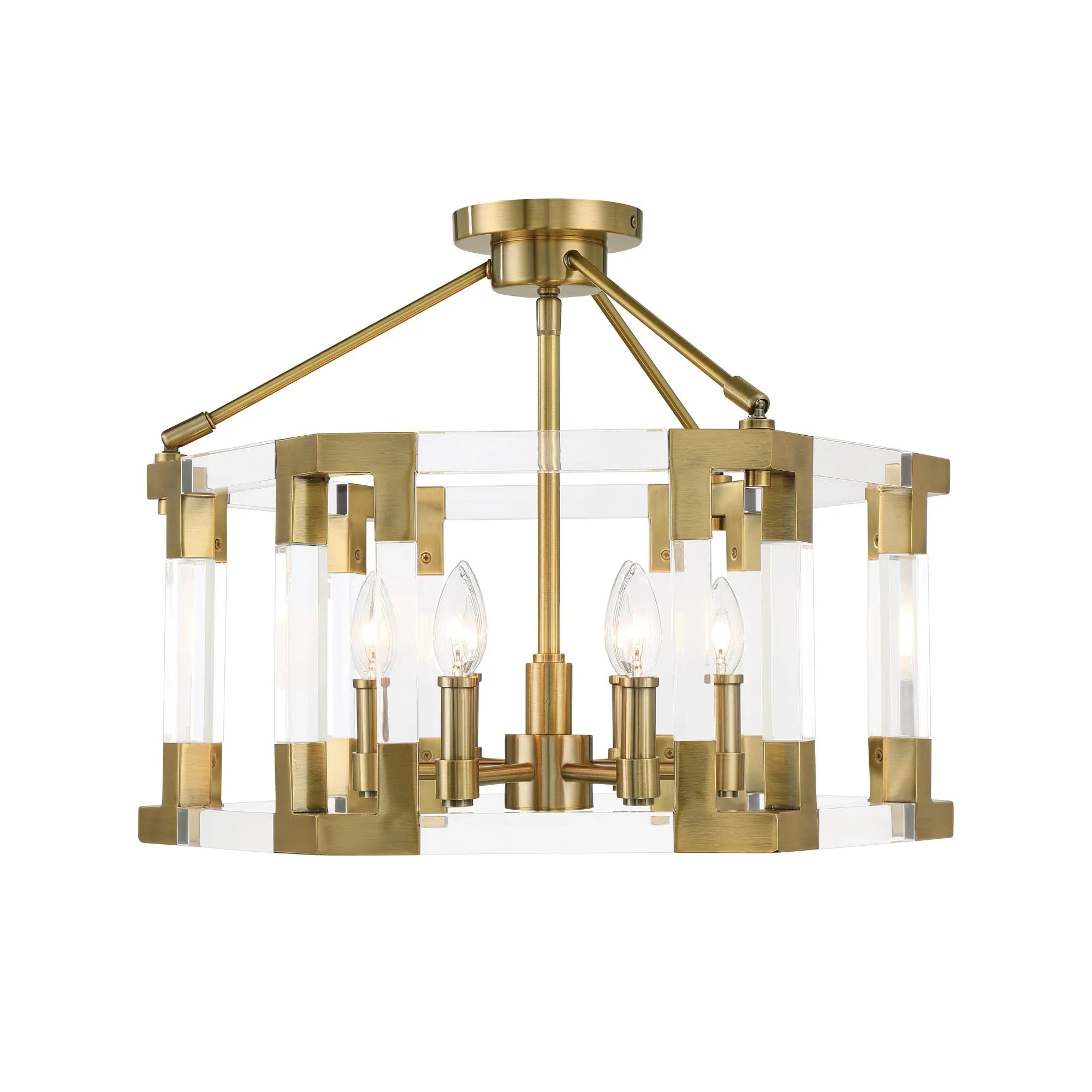 Prima Vista 21" 6-Light Semi Flush / Pendant, Aged Antique Brass Finish