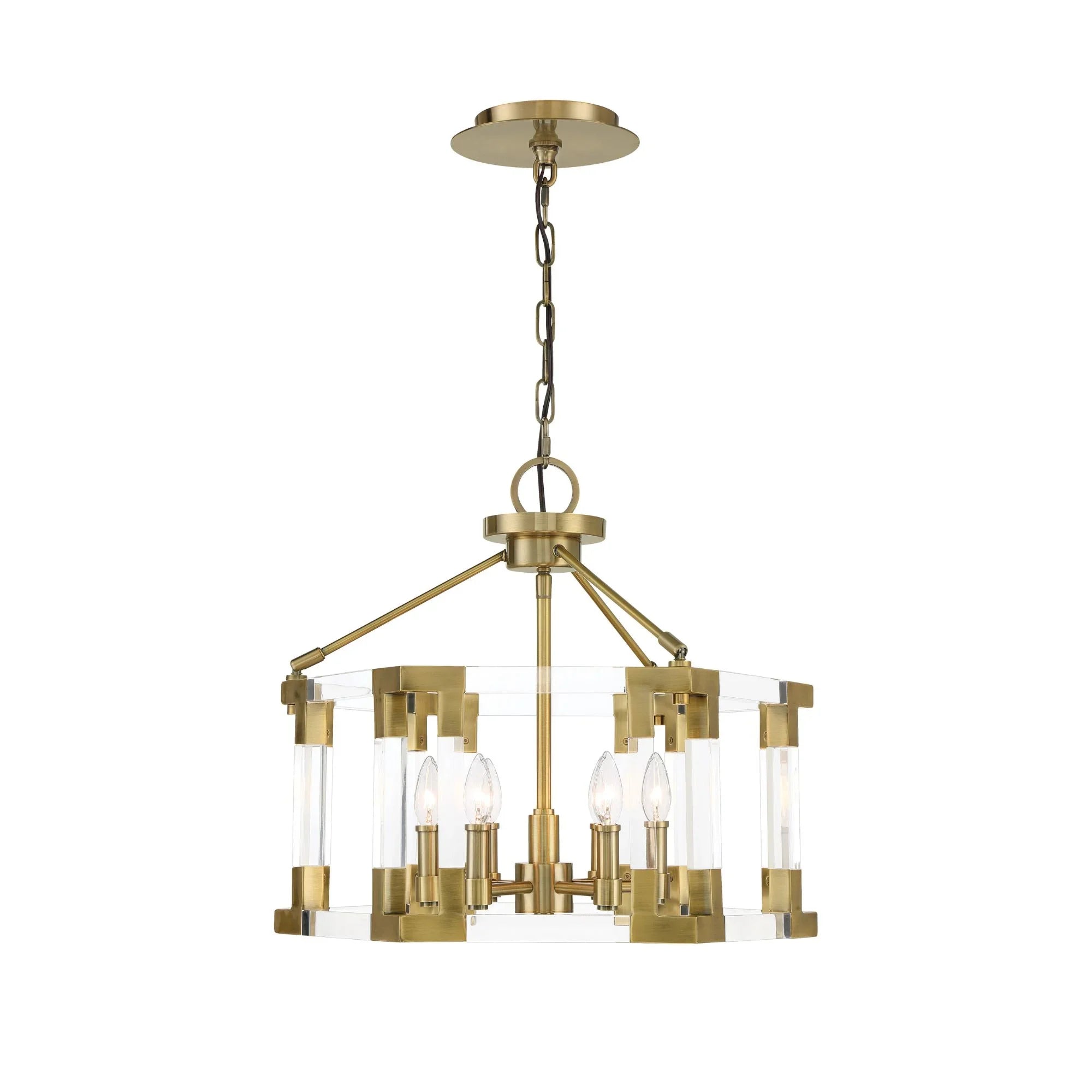 Prima Vista 21" 6-Light Semi Flush / Pendant, Aged Antique Brass Finish