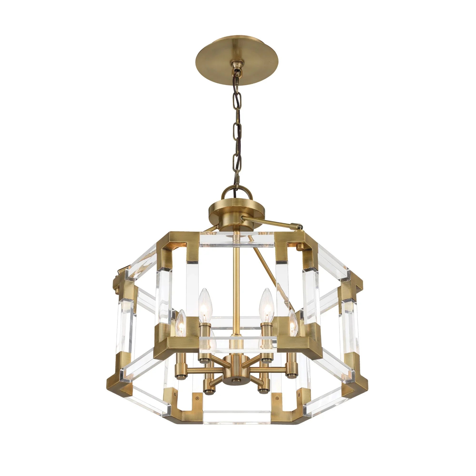Prima Vista 21" 6-Light Semi Flush / Pendant, Aged Antique Brass Finish