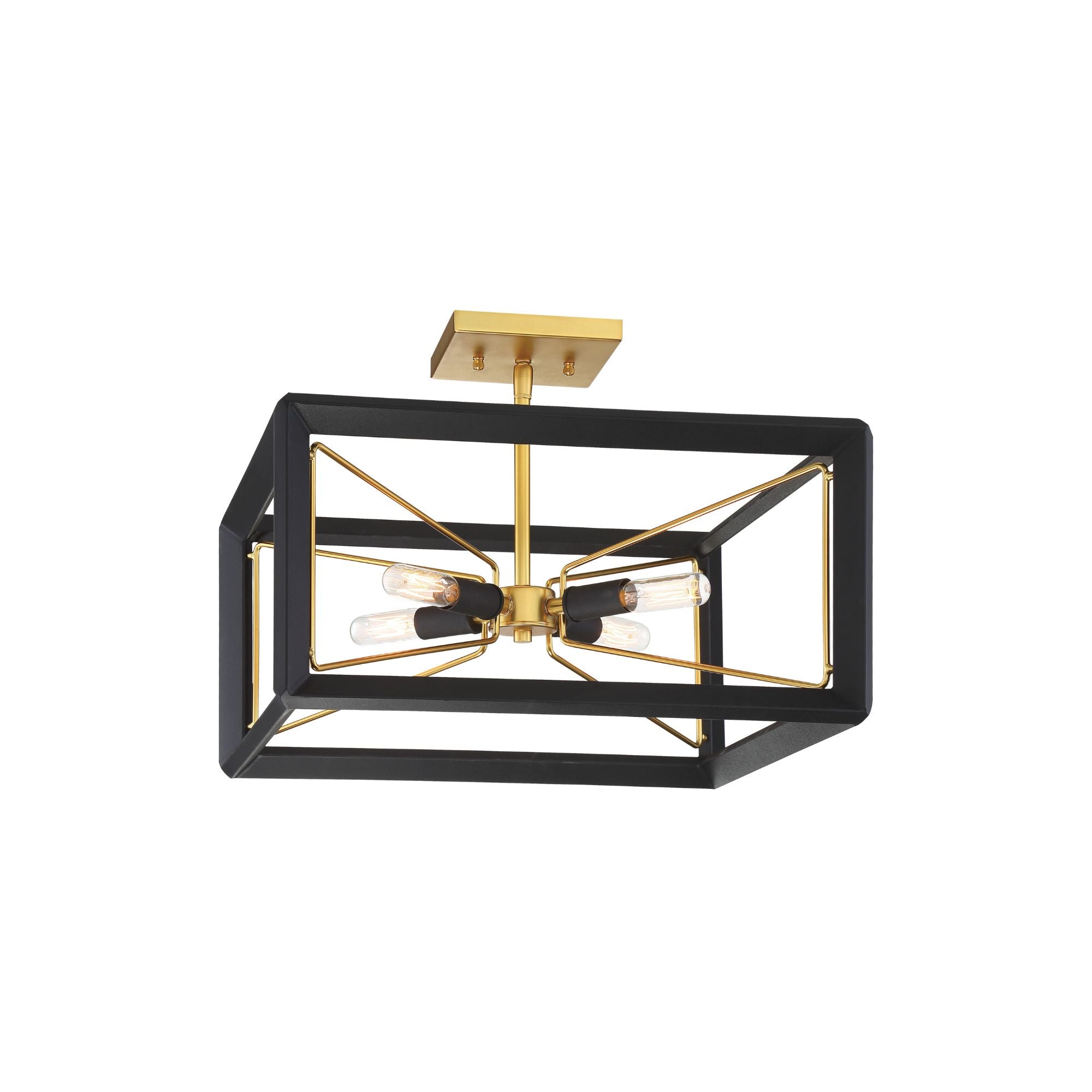Sable Point 17" 4-Light Semi-Flush Mount, Sand Coal & Honey Gold Accents