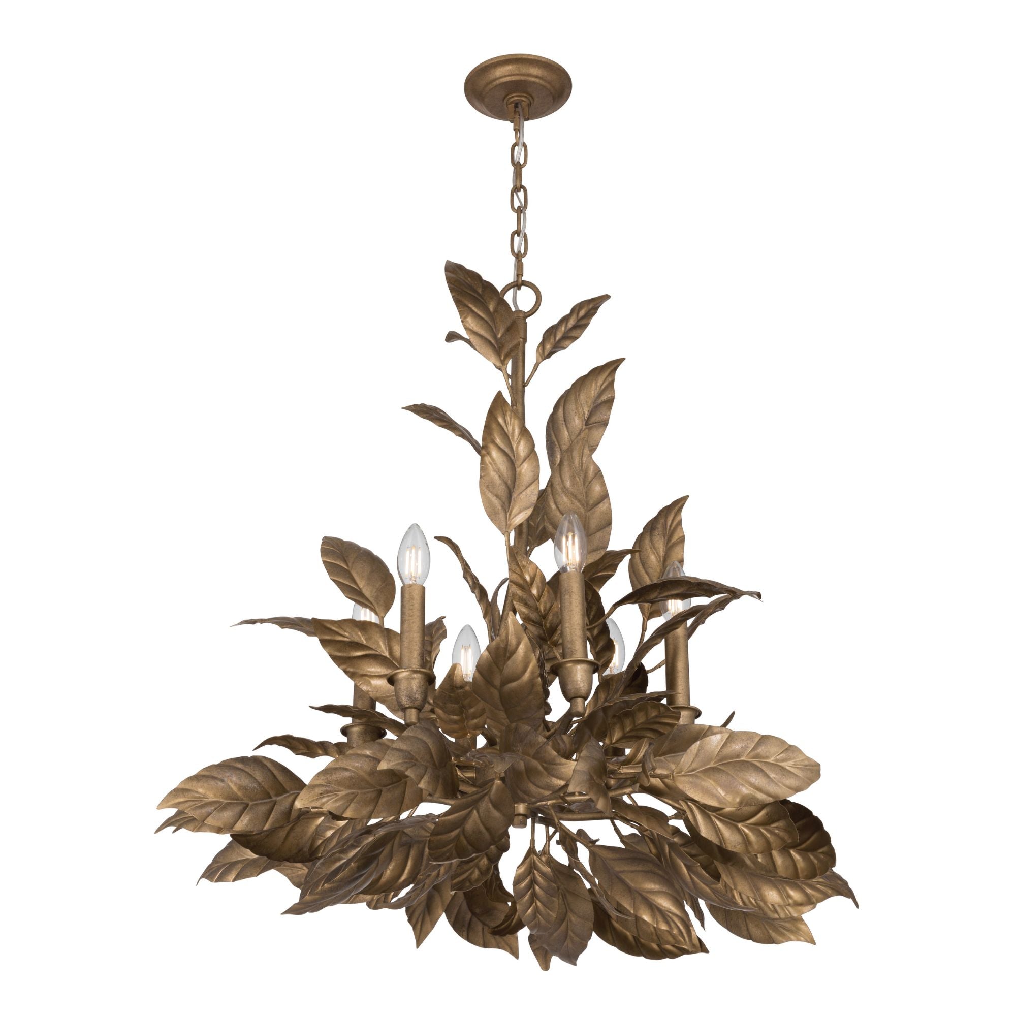 Metropolitan Lighting Seraphine 30 in. 6-Light Chandelier, Weathered Gold