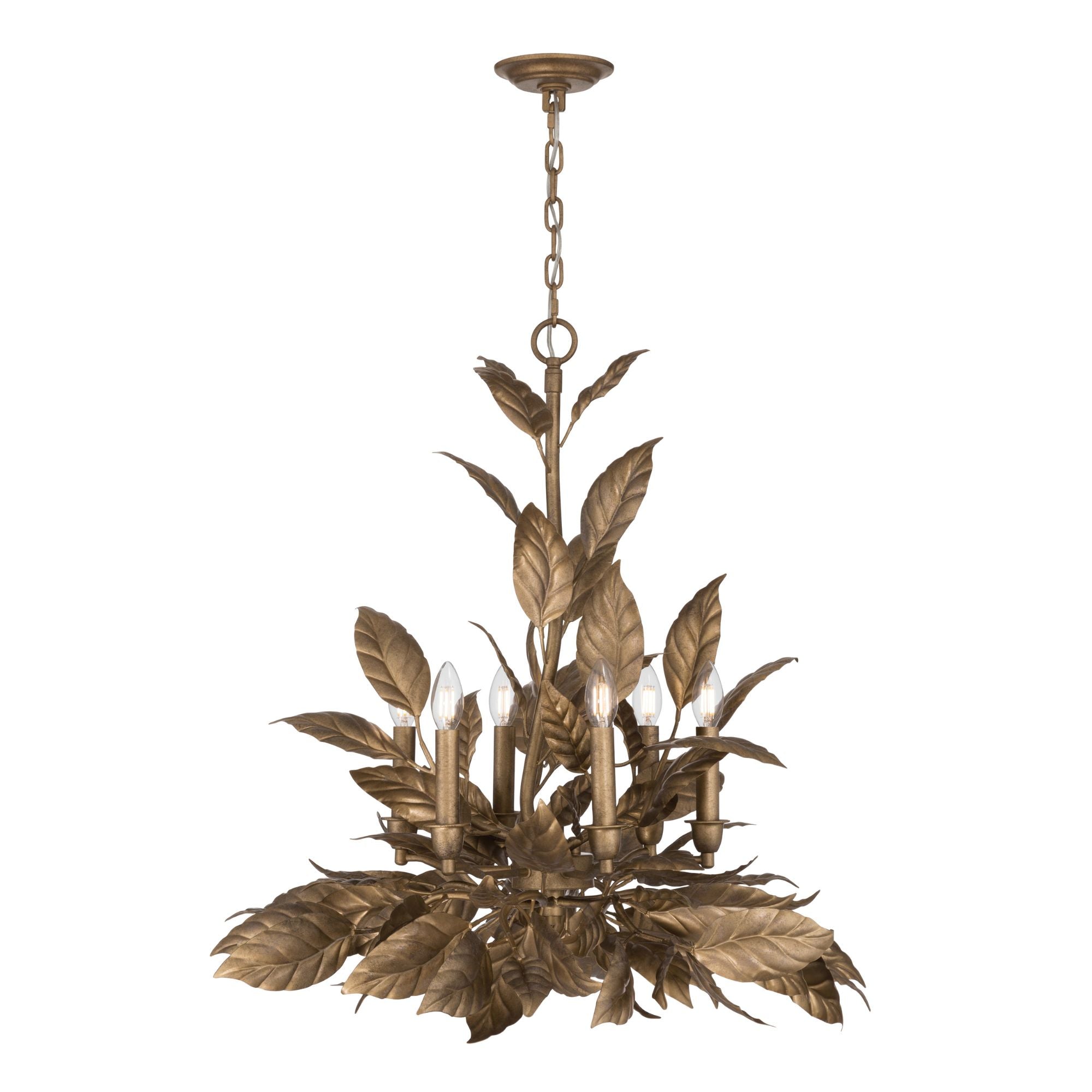 Metropolitan Lighting Seraphine 30 in. 6-Light Chandelier, Weathered Gold