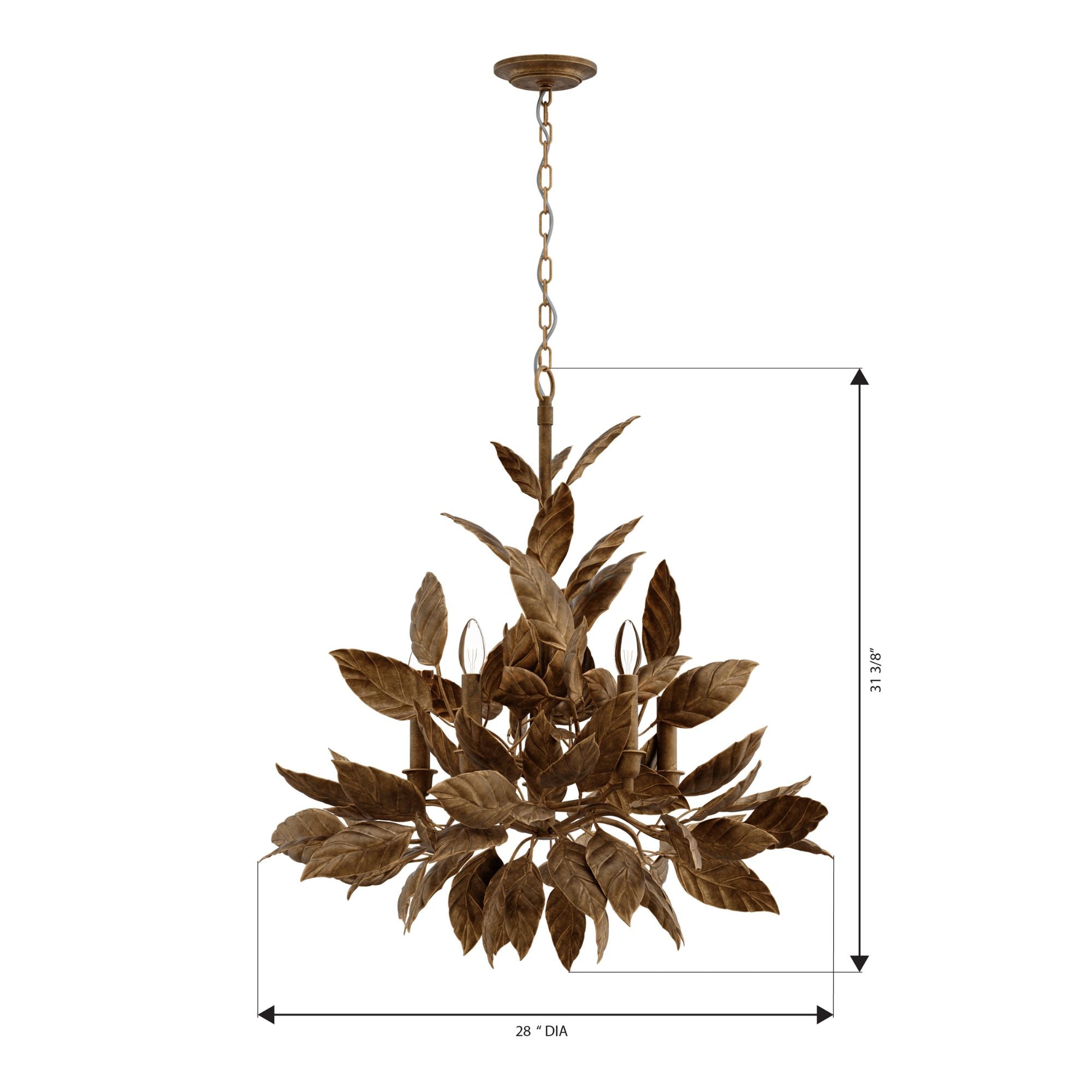 Metropolitan Lighting Seraphine 30 in. 6-Light Chandelier, Weathered Gold