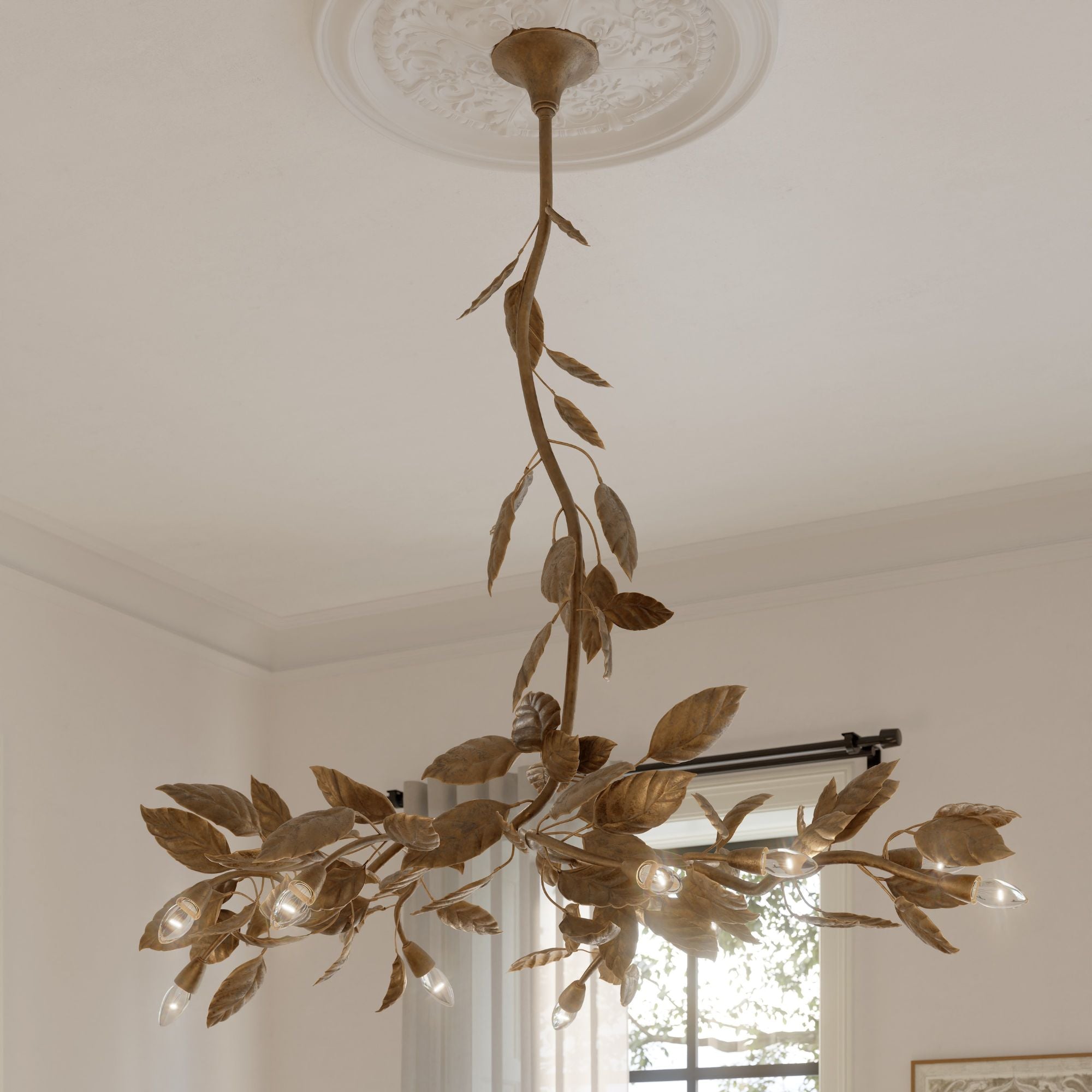 Metropolitan Lighting Seraphine 60 in. 11-Light Linear Chandelier, Weathered Gold