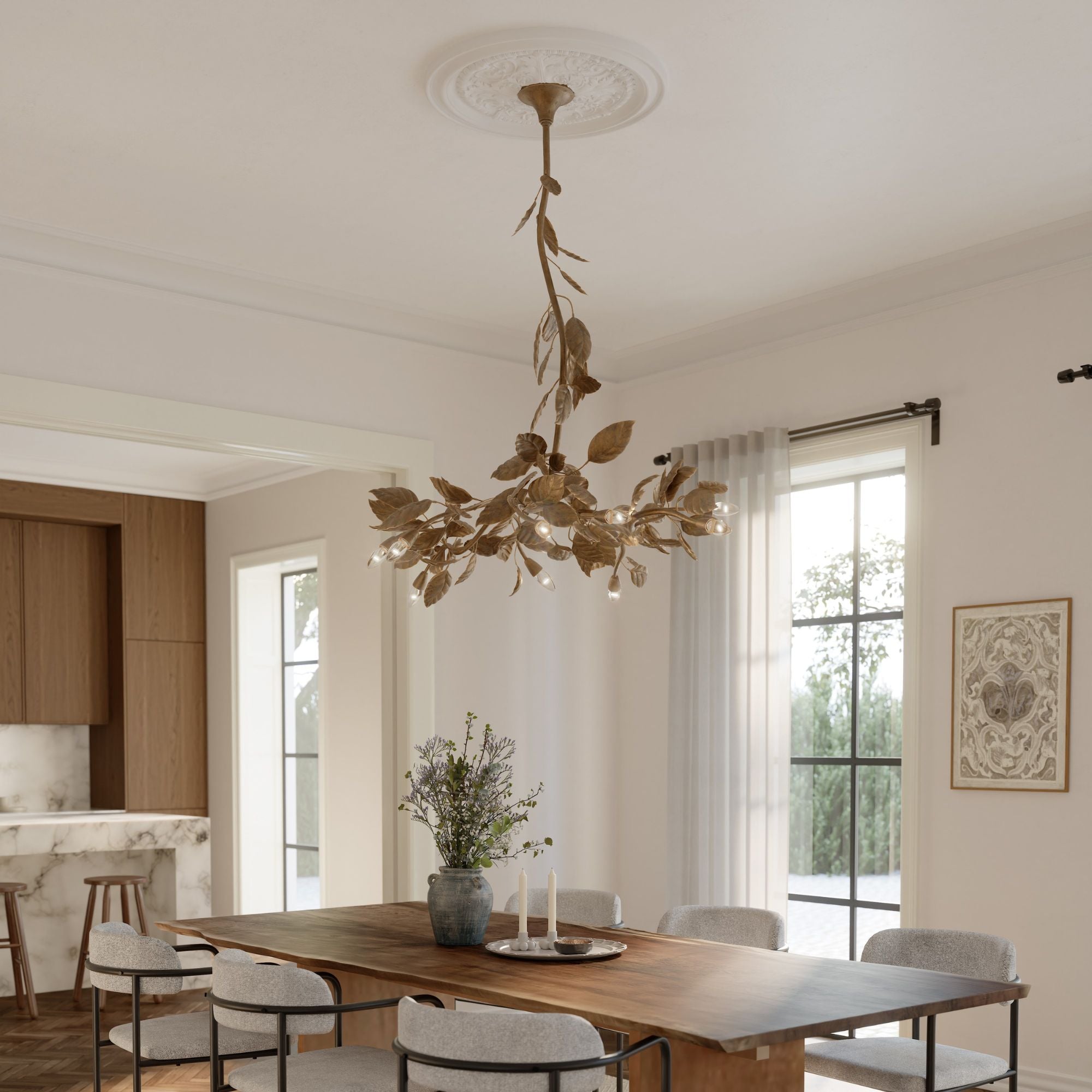 Metropolitan Lighting Seraphine 60 in. 11-Light Linear Chandelier, Weathered Gold