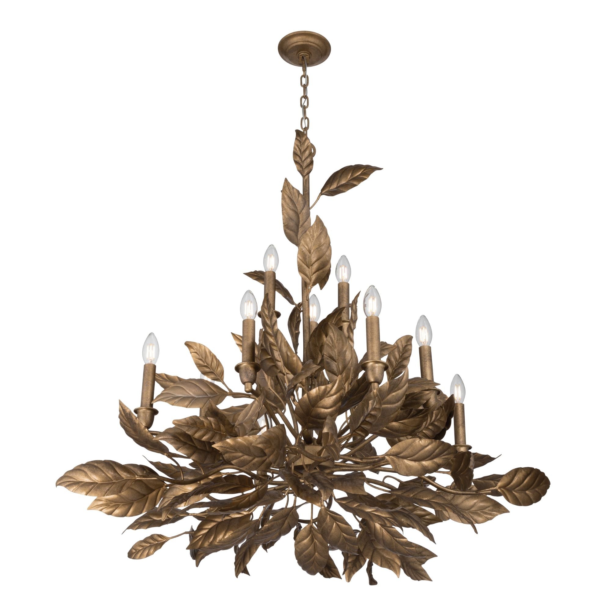 Metropolitan Lighting Seraphine 40 in. 11-Light Chandelier, Weathered Gold