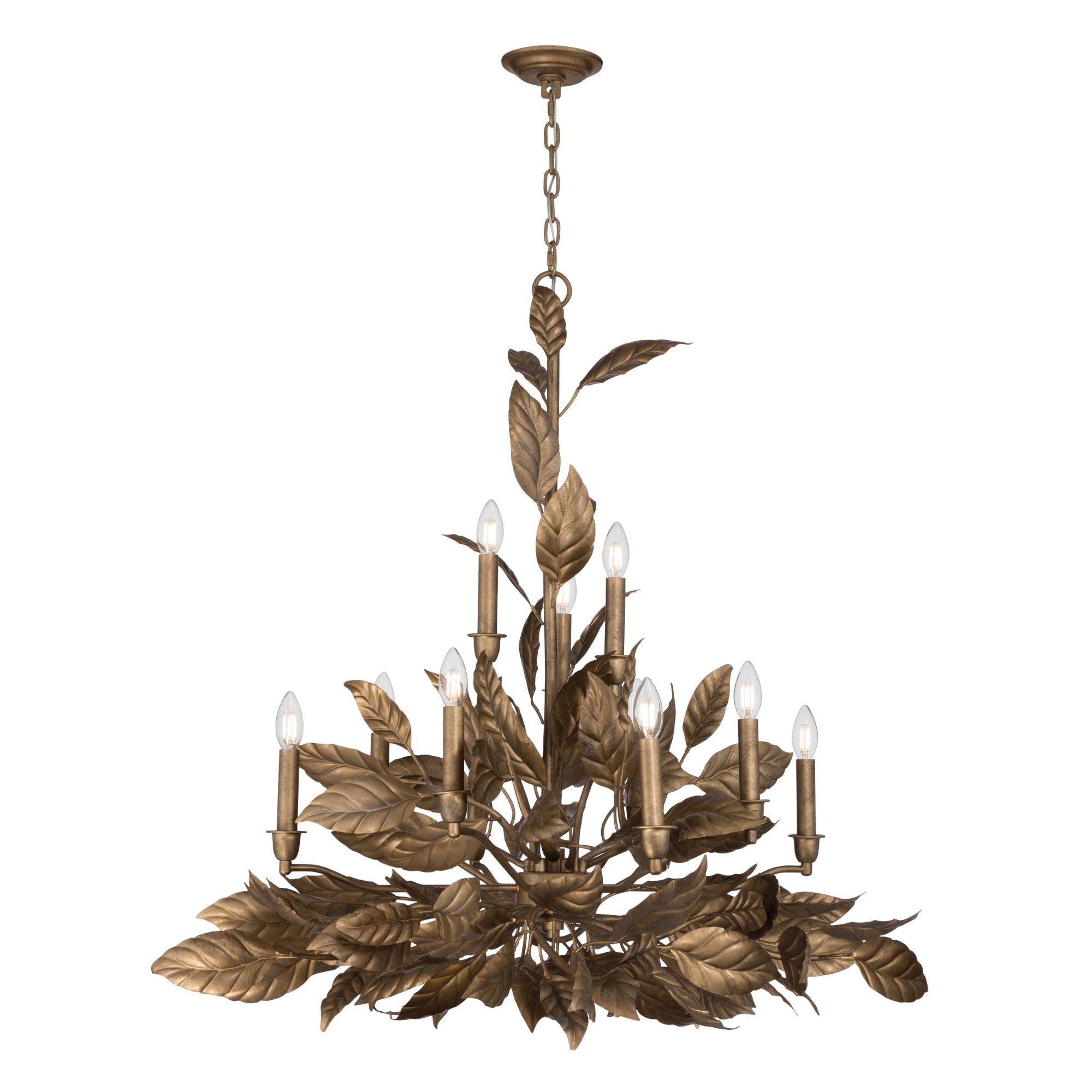 Metropolitan Lighting Seraphine 40 in. 11-Light Chandelier, Weathered Gold