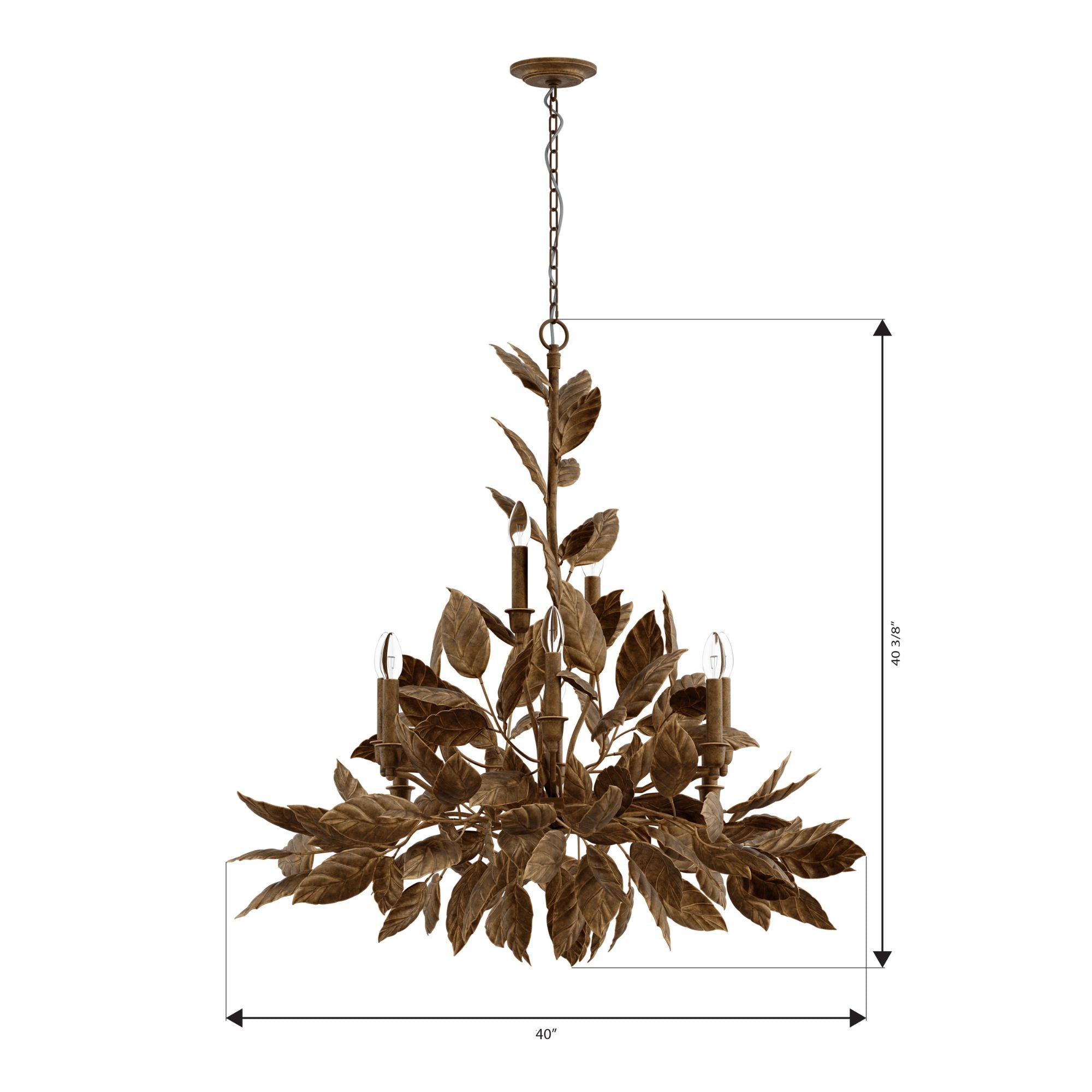 Metropolitan Lighting Seraphine 40 in. 11-Light Chandelier, Weathered Gold