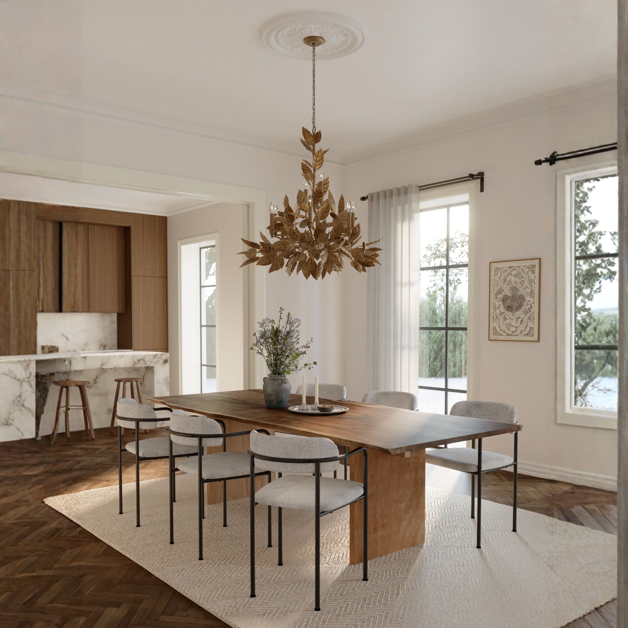 Metropolitan Lighting Seraphine Chandelier, Weathered Gold