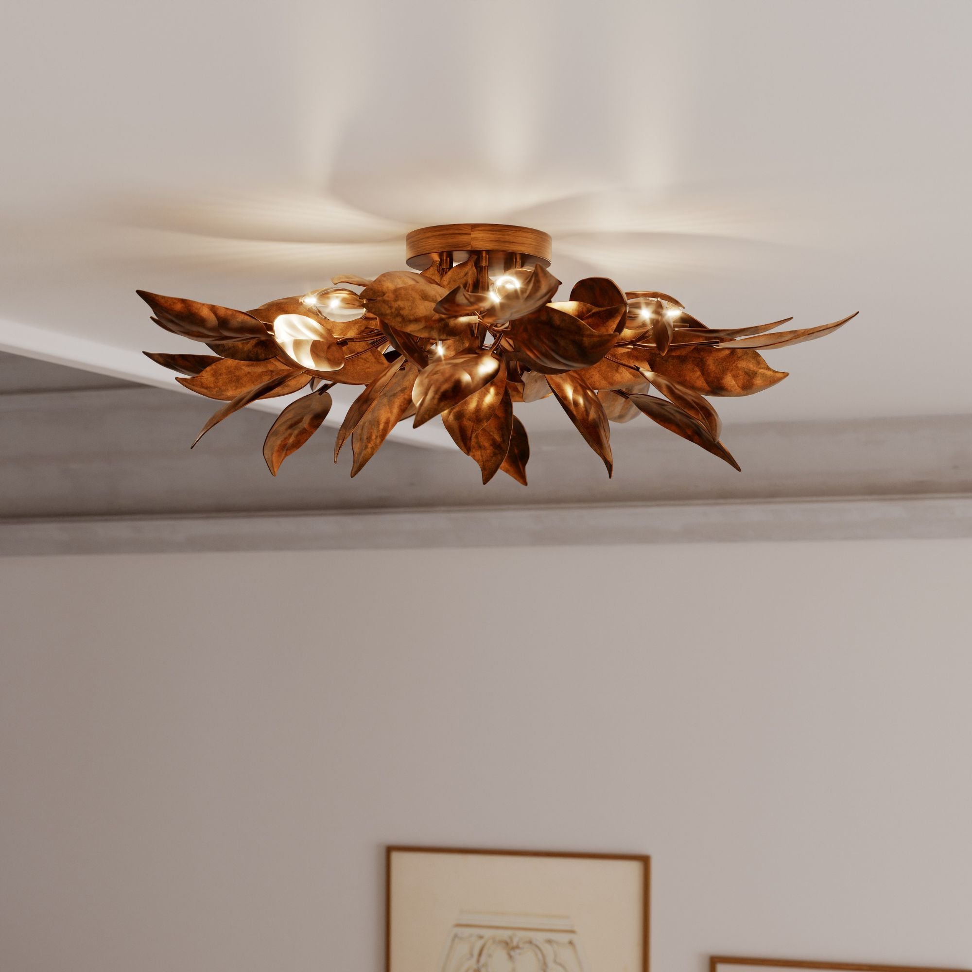 Metropolitan Lighting Seraphine 11.5 in. 6-Light Flush Mount, Weathered Gold