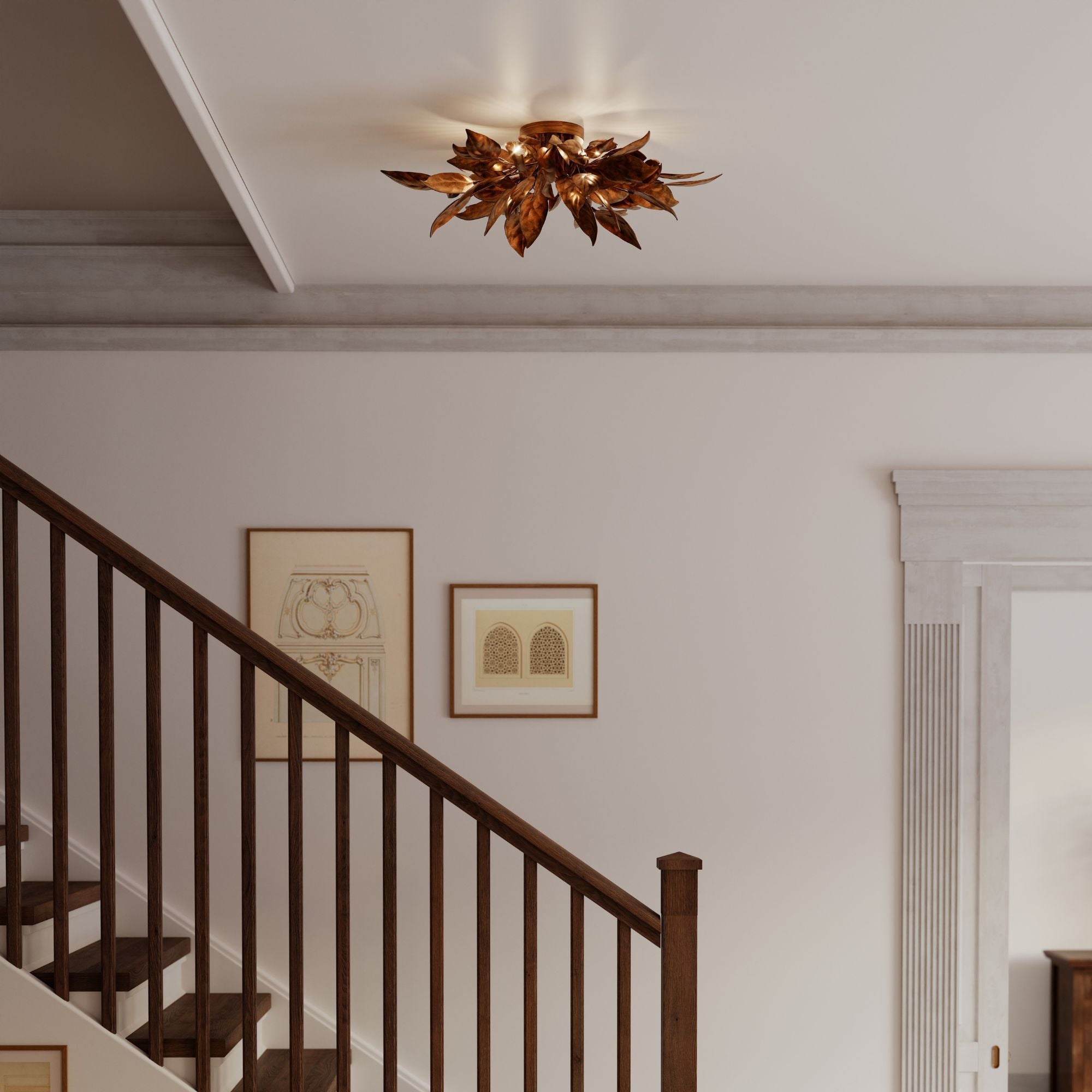 Metropolitan Lighting Seraphine 11.5 in. 6-Light Flush Mount, Weathered Gold