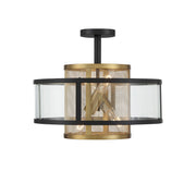 Soho 18" 4-Light Pendant and Semi-Flush, Coal & Soft Brass Finish