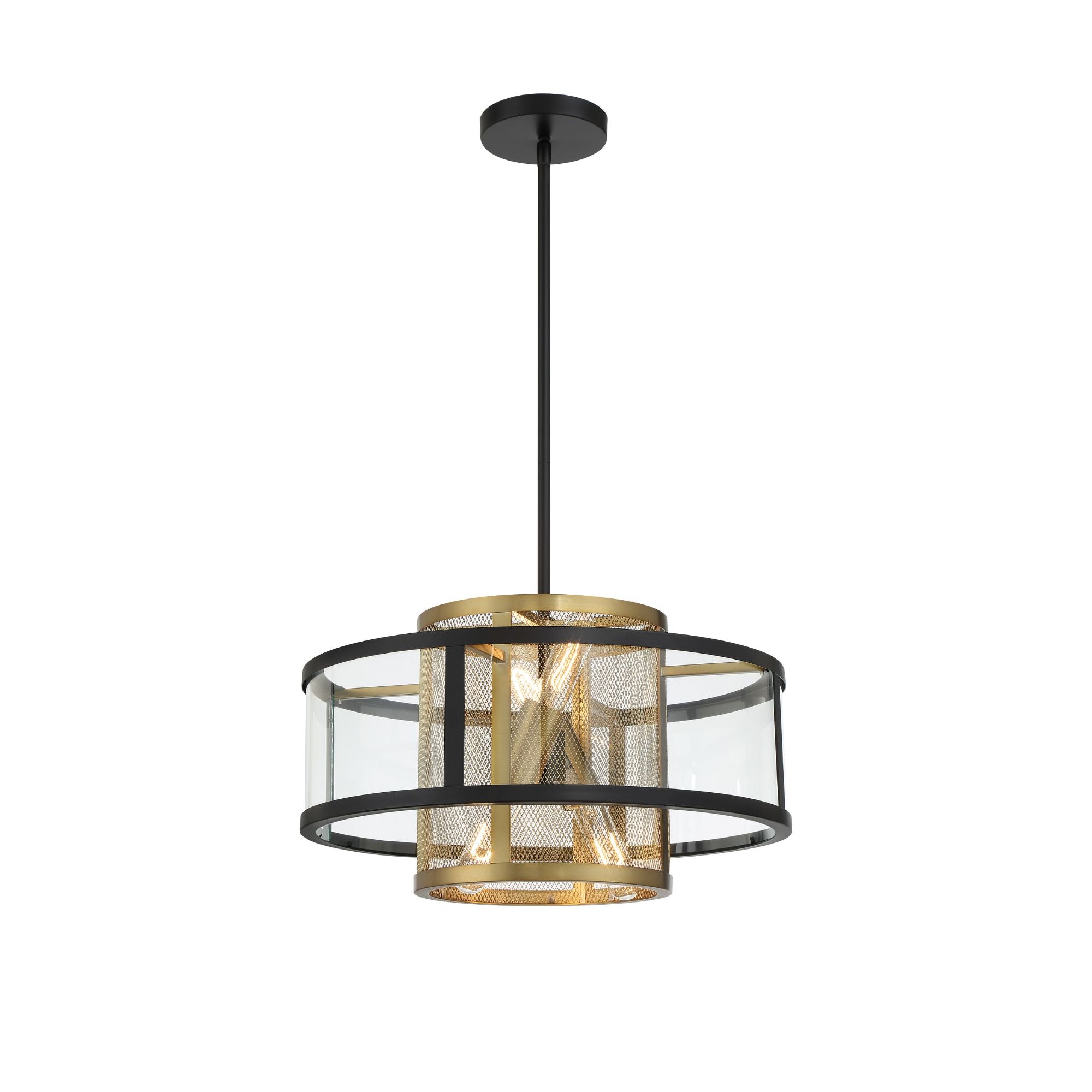 Soho 18" 4-Light Pendant and Semi-Flush, Coal & Soft Brass Finish