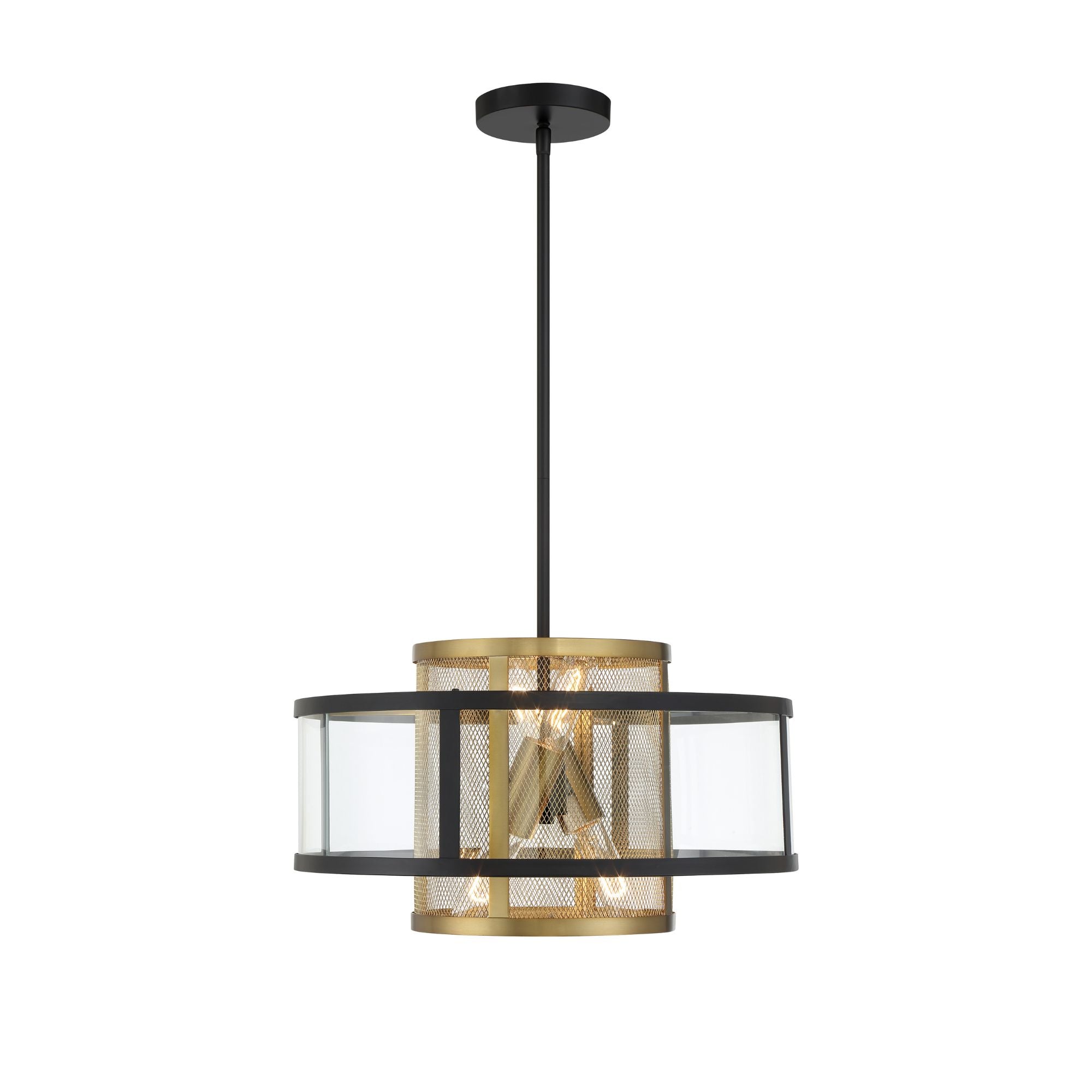 Soho 18" 4-Light Pendant and Semi-Flush, Coal & Soft Brass Finish