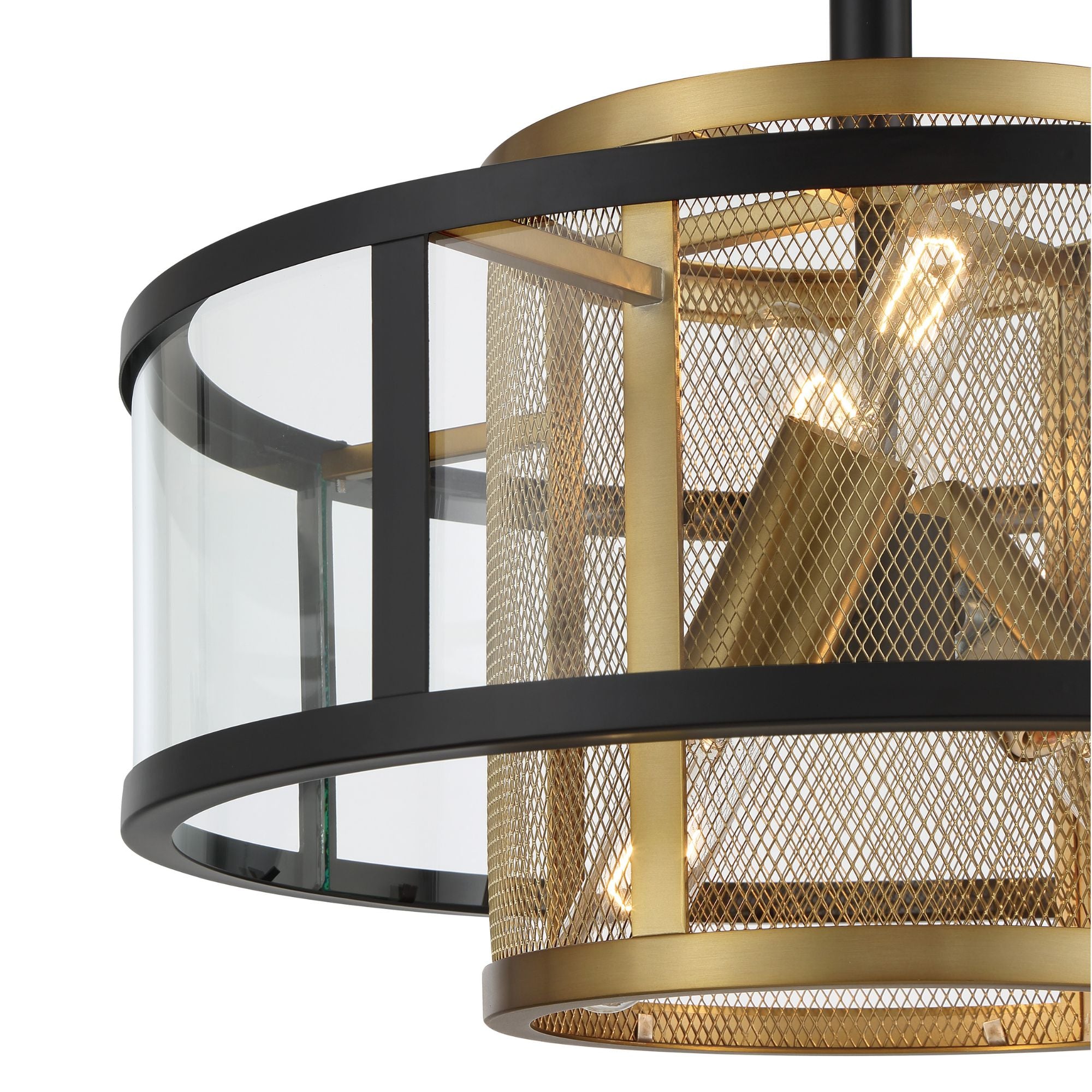 Soho 18" 4-Light Pendant and Semi-Flush, Coal & Soft Brass Finish