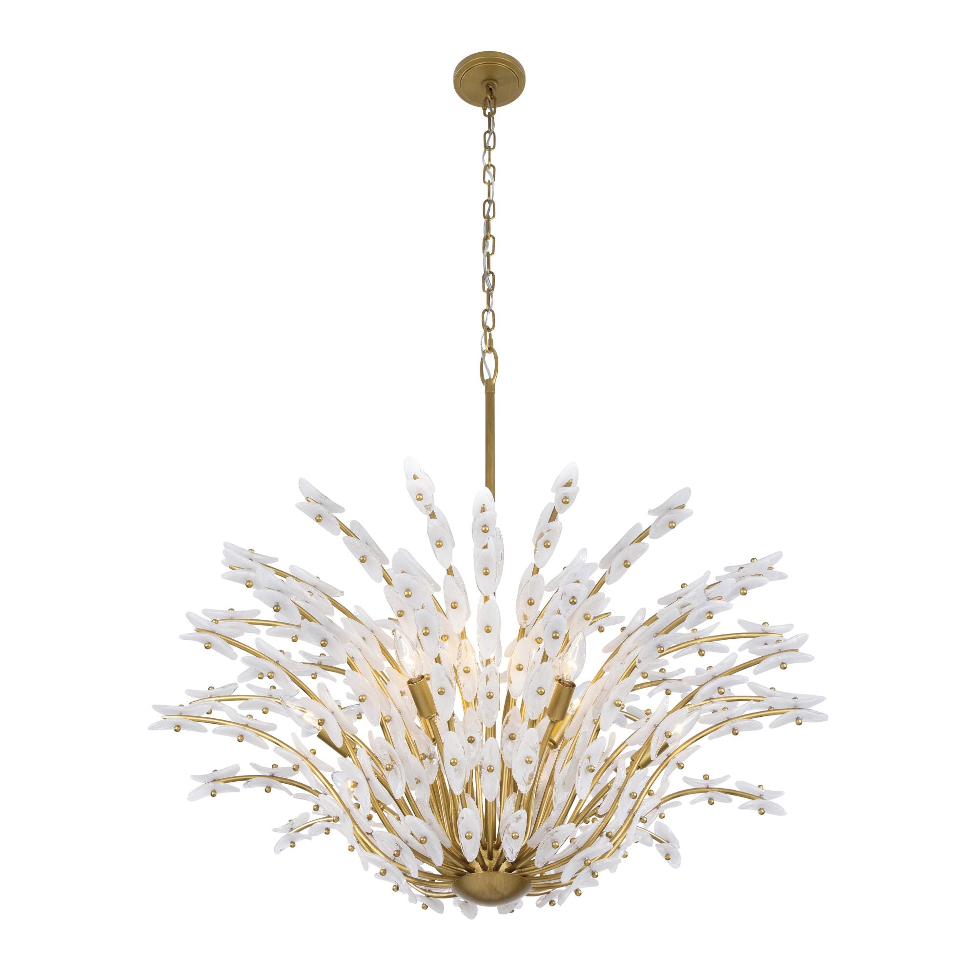 Metropolitan Sorra 40 in. 14-Light Chandelier, Painted Legacy Brass & White Swirl