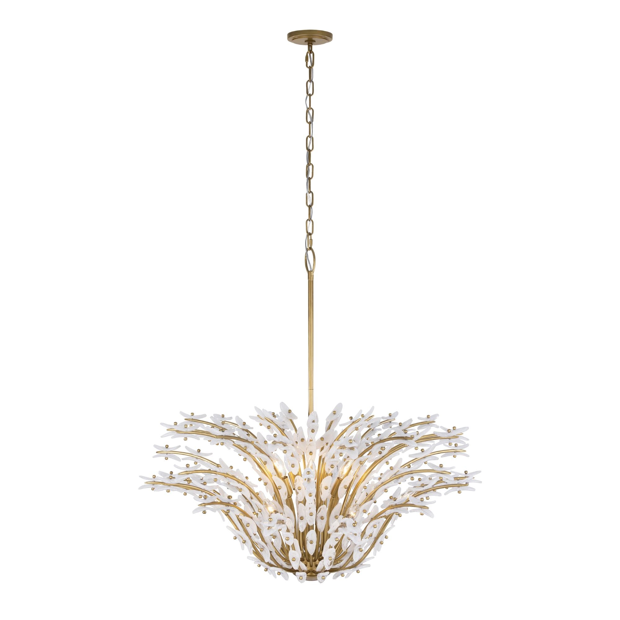 Metropolitan Sorra 40 in. 14-Light Chandelier, Painted Legacy Brass & White Swirl