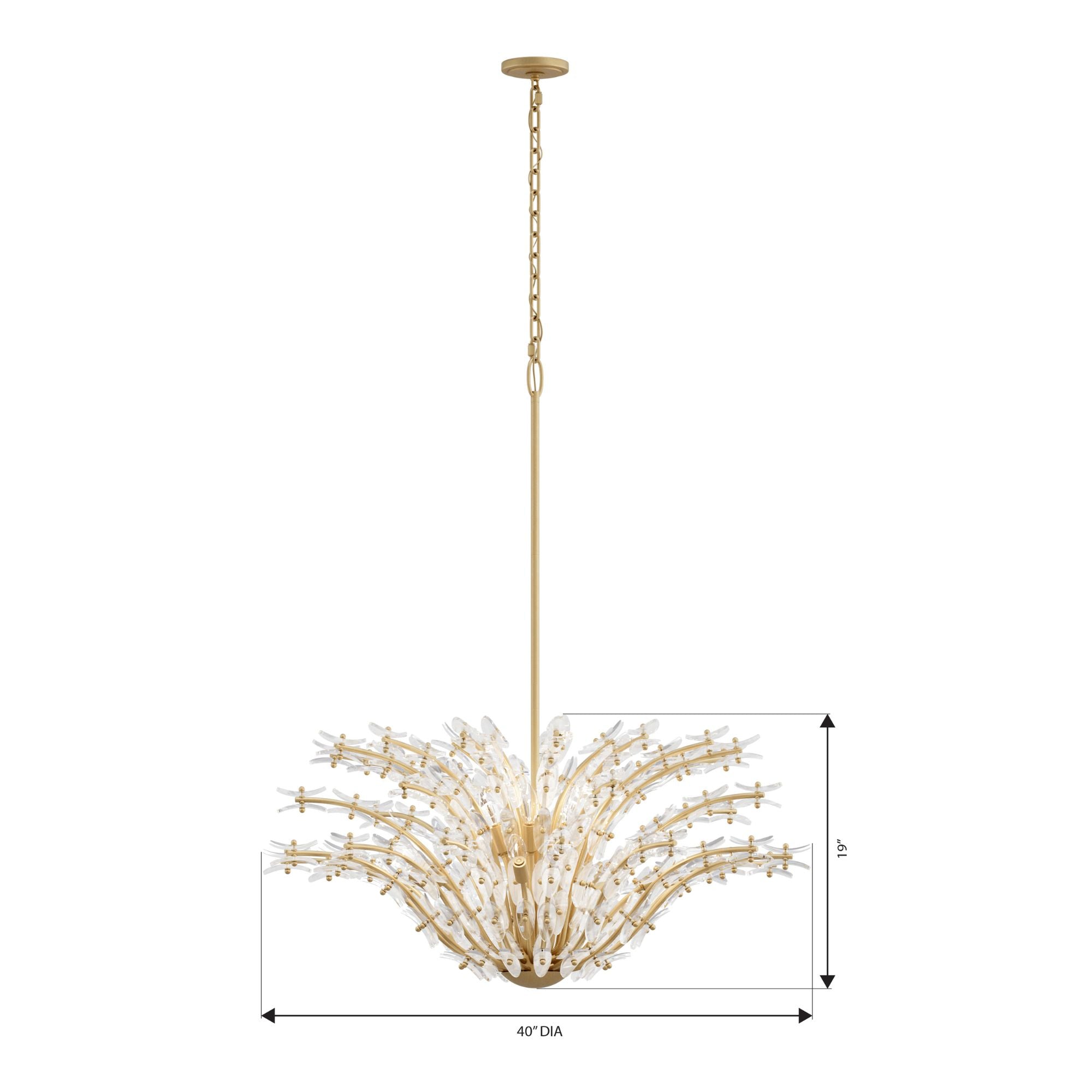 Metropolitan Sorra 40 in. 14-Light Chandelier, Painted Legacy Brass & White Swirl