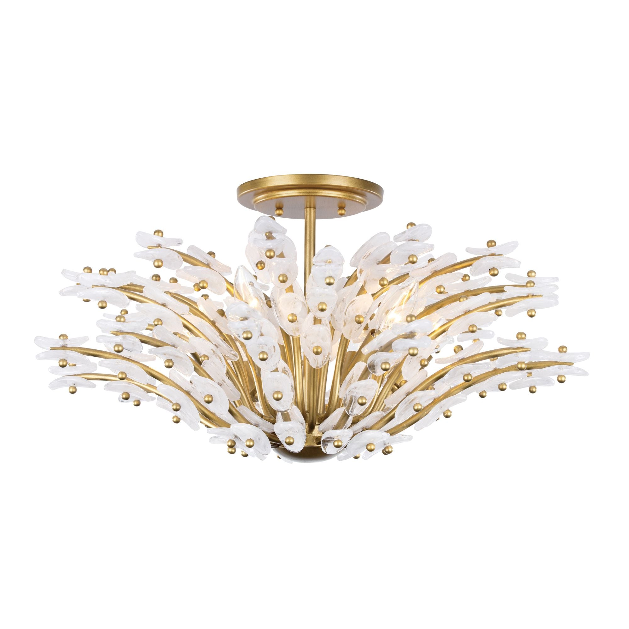 Metropolitan Sorra 24 in. 6-Light Semi-Flush Mount, Painted Legacy Brass & White Swirl