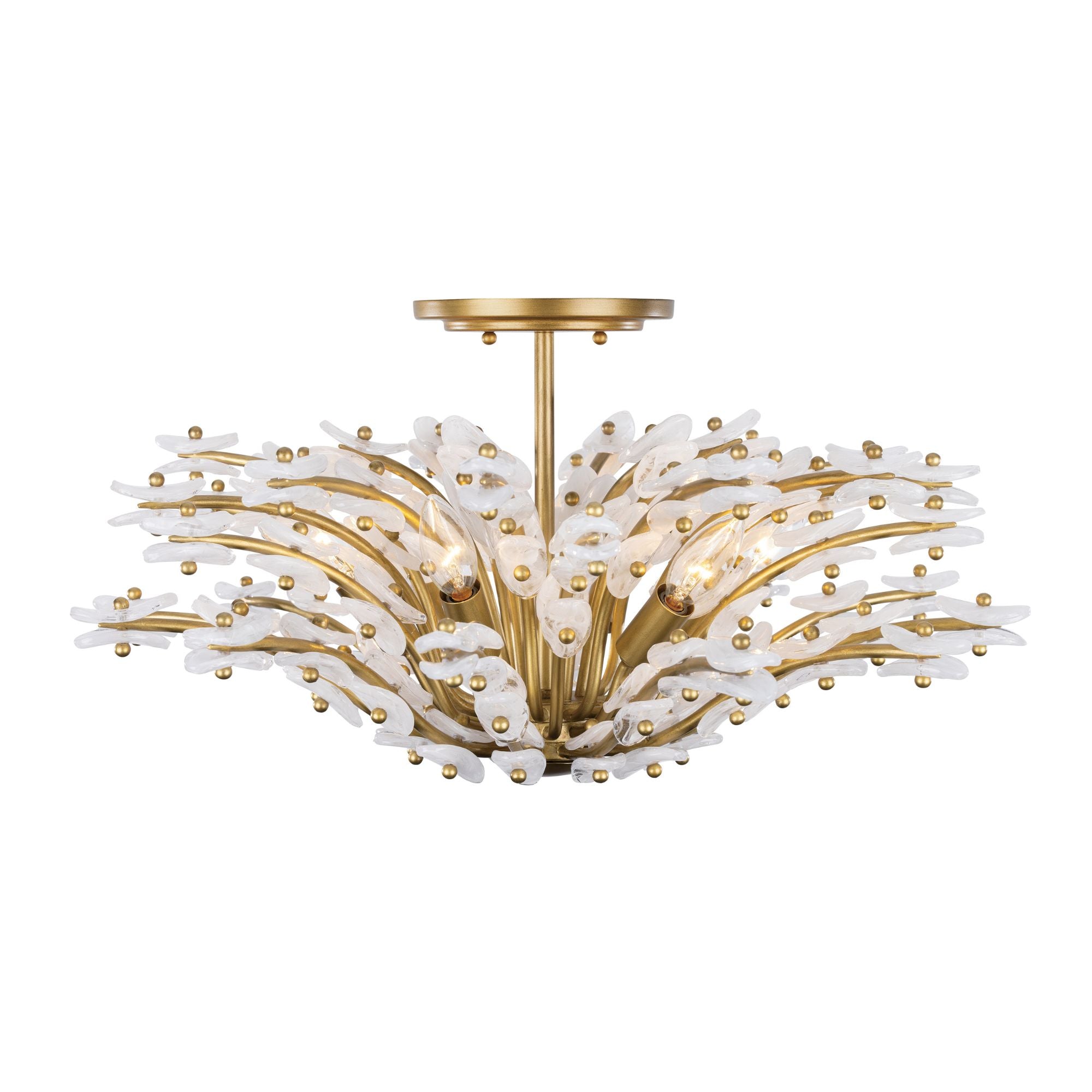Metropolitan Sorra 24 in. 6-Light Semi-Flush Mount, Painted Legacy Brass & White Swirl