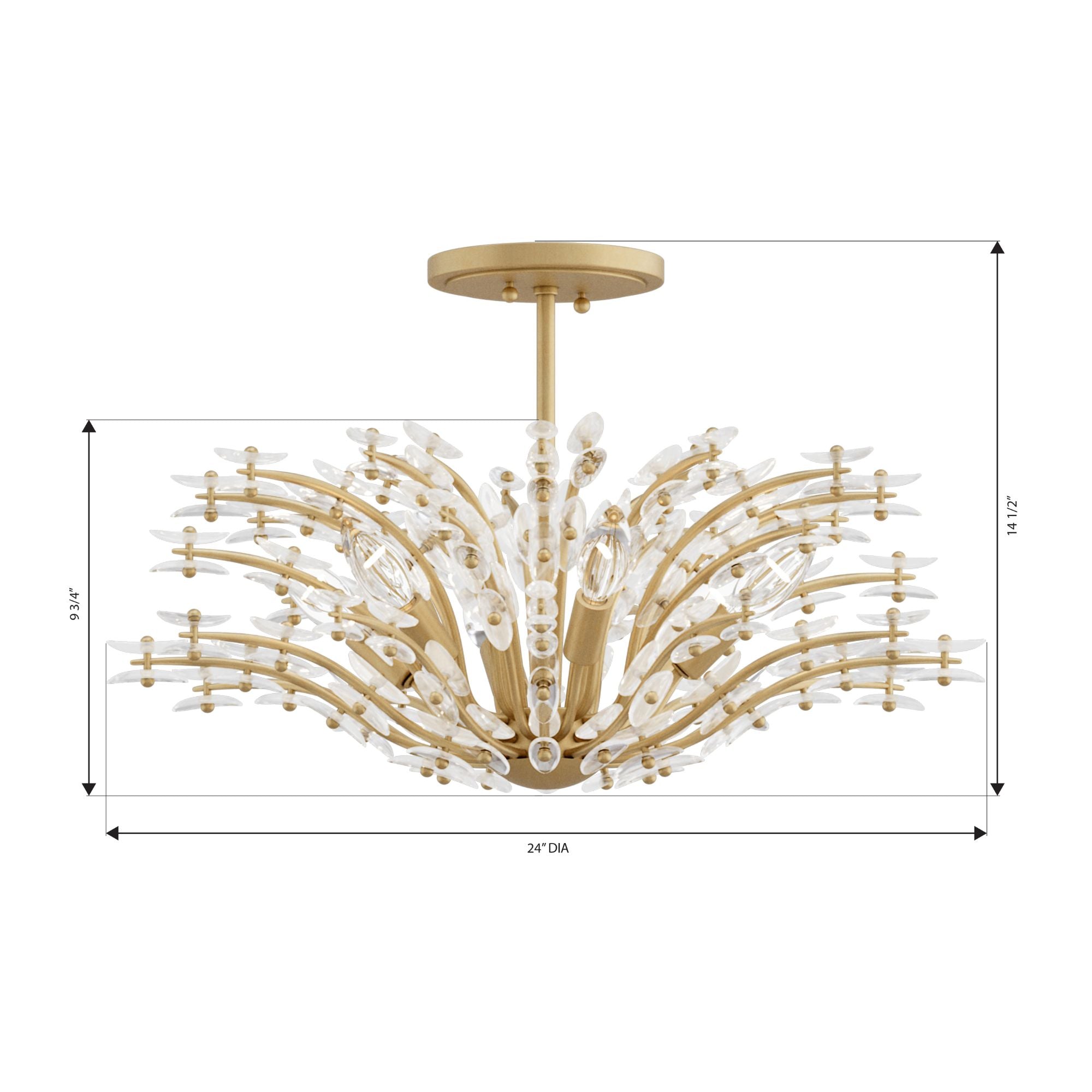 Metropolitan Sorra 24 in. 6-Light Semi-Flush Mount, Painted Legacy Brass & White Swirl
