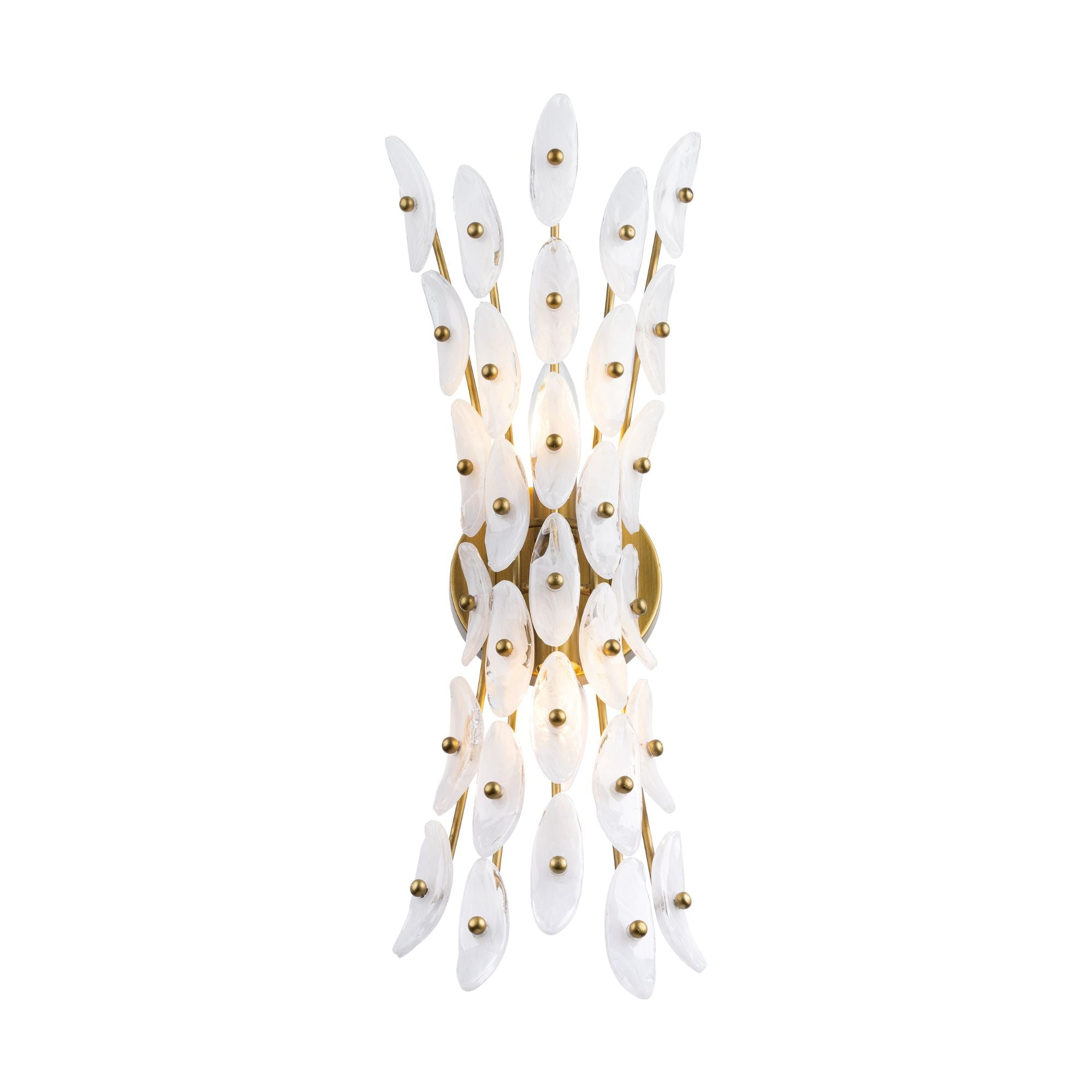Metropolitan Sorra 21.5 in. 2-Light Wall Sconce, Painted Legacy Brass with White Swirl