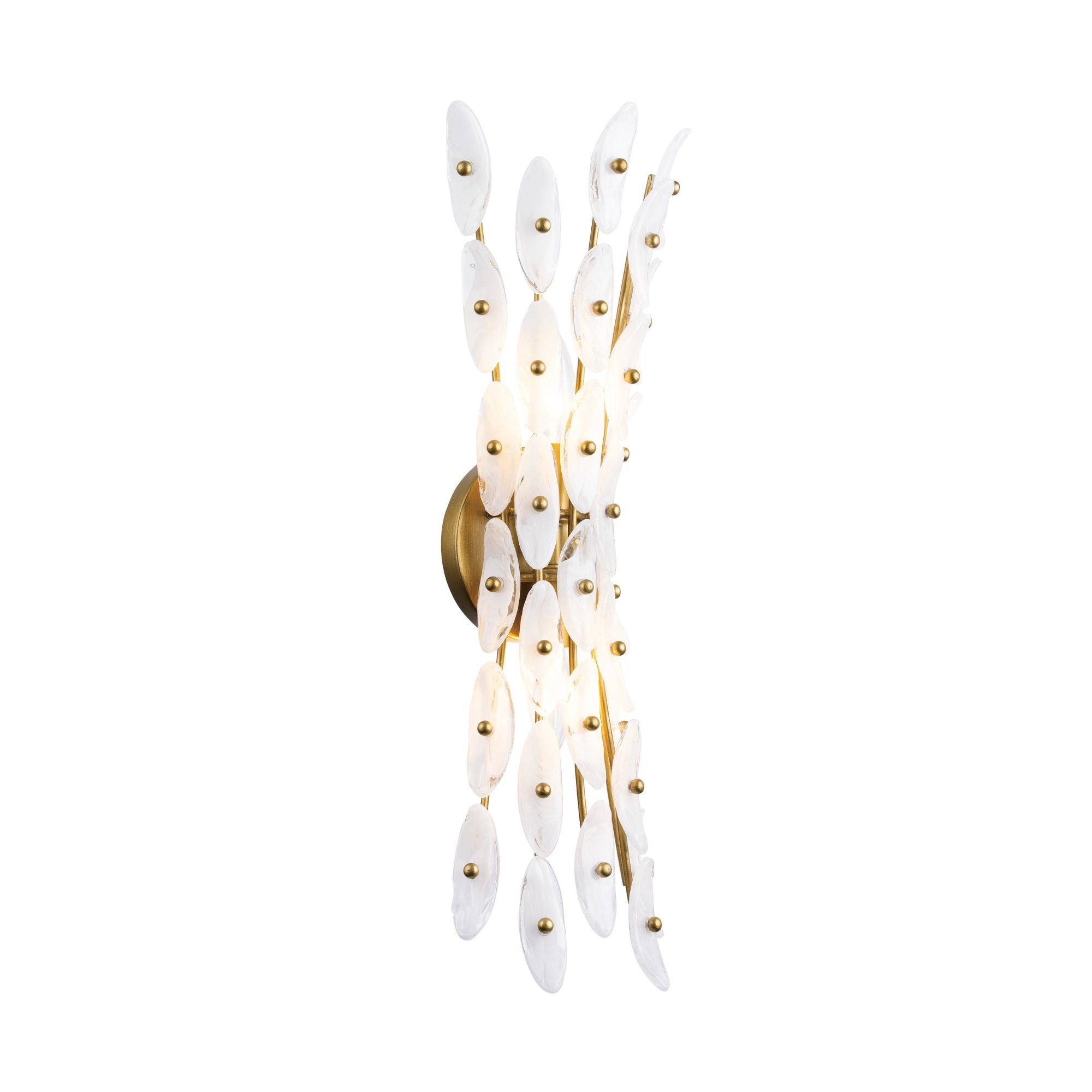 Metropolitan Sorra 21.5 in. 2-Light Wall Sconce, Painted Legacy Brass with White Swirl