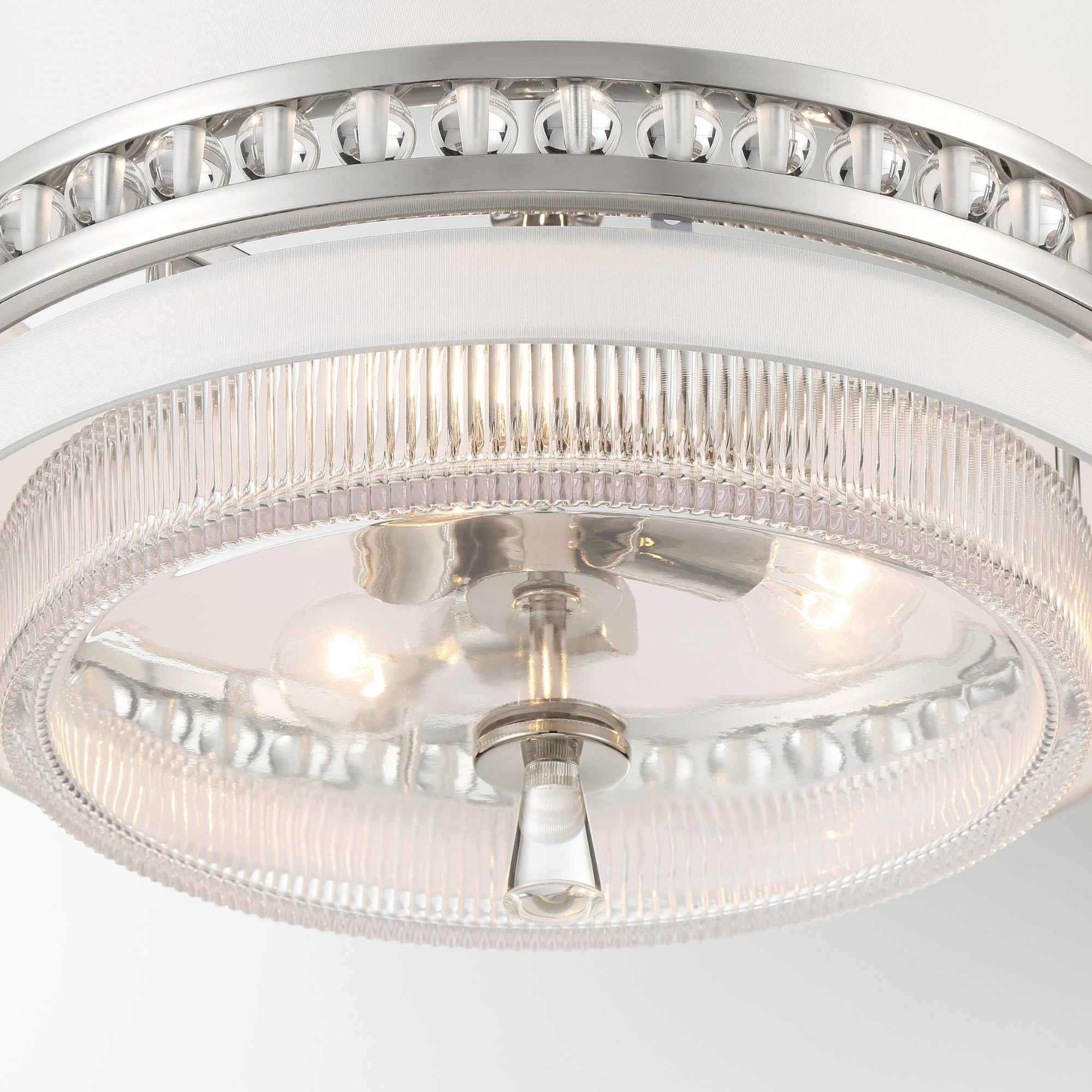 Sutton 18" 3-Light Semi Flush/Pendant, Polished Nickel Finish with White Silk Shade